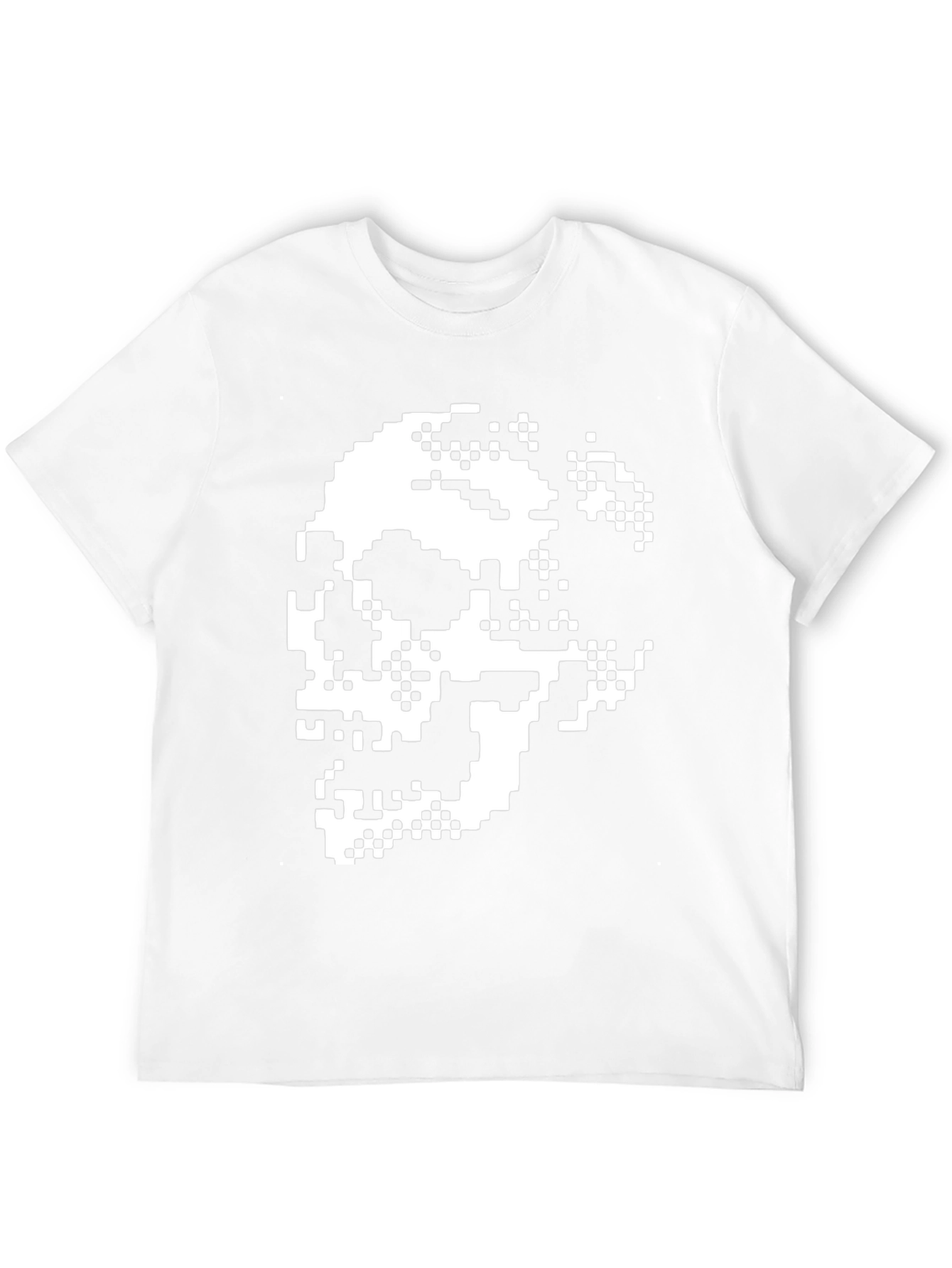 Pixel Skull Graphic Tee - Black Cotton Shirt