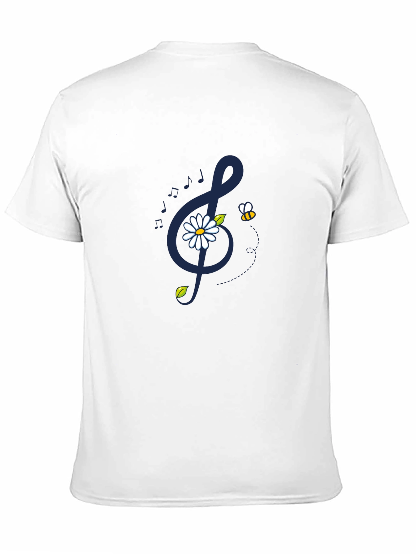 Musical Daisy Bee Graphic Tee - Black Cotton T-Shirt