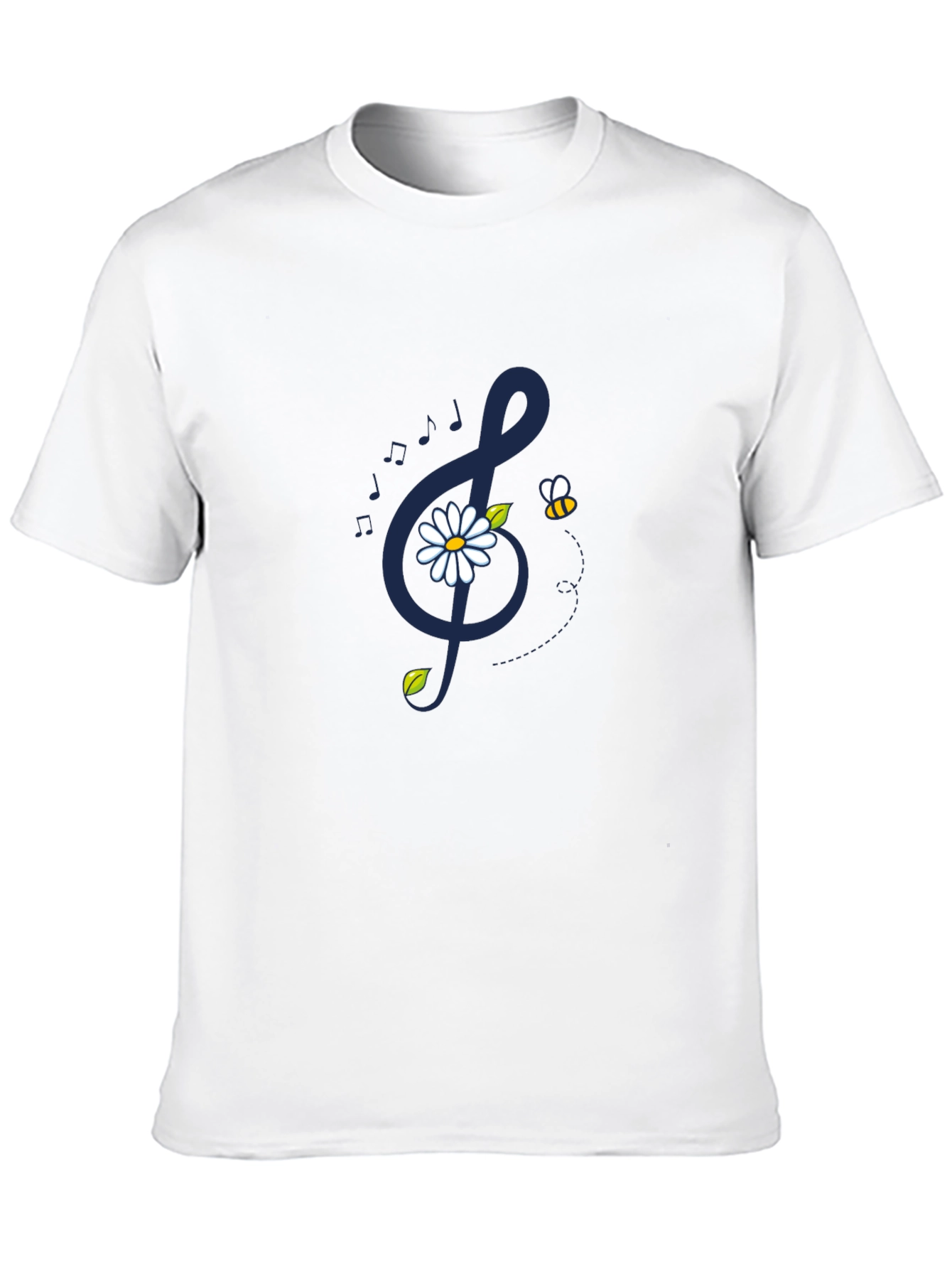 Musical Daisy Bee Graphic Tee - Black Cotton T-Shirt