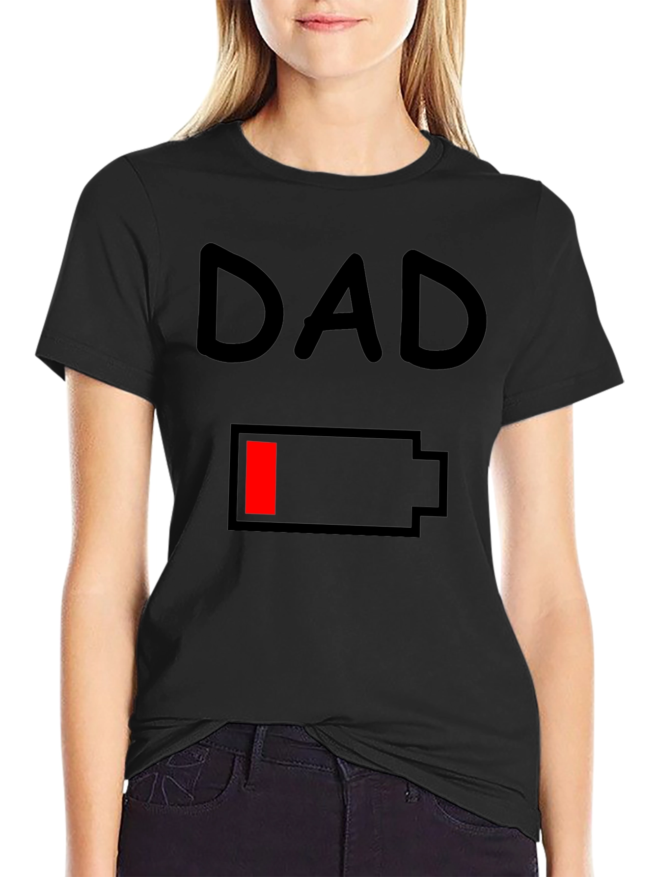 Dad Low Battery Black T-Shirt