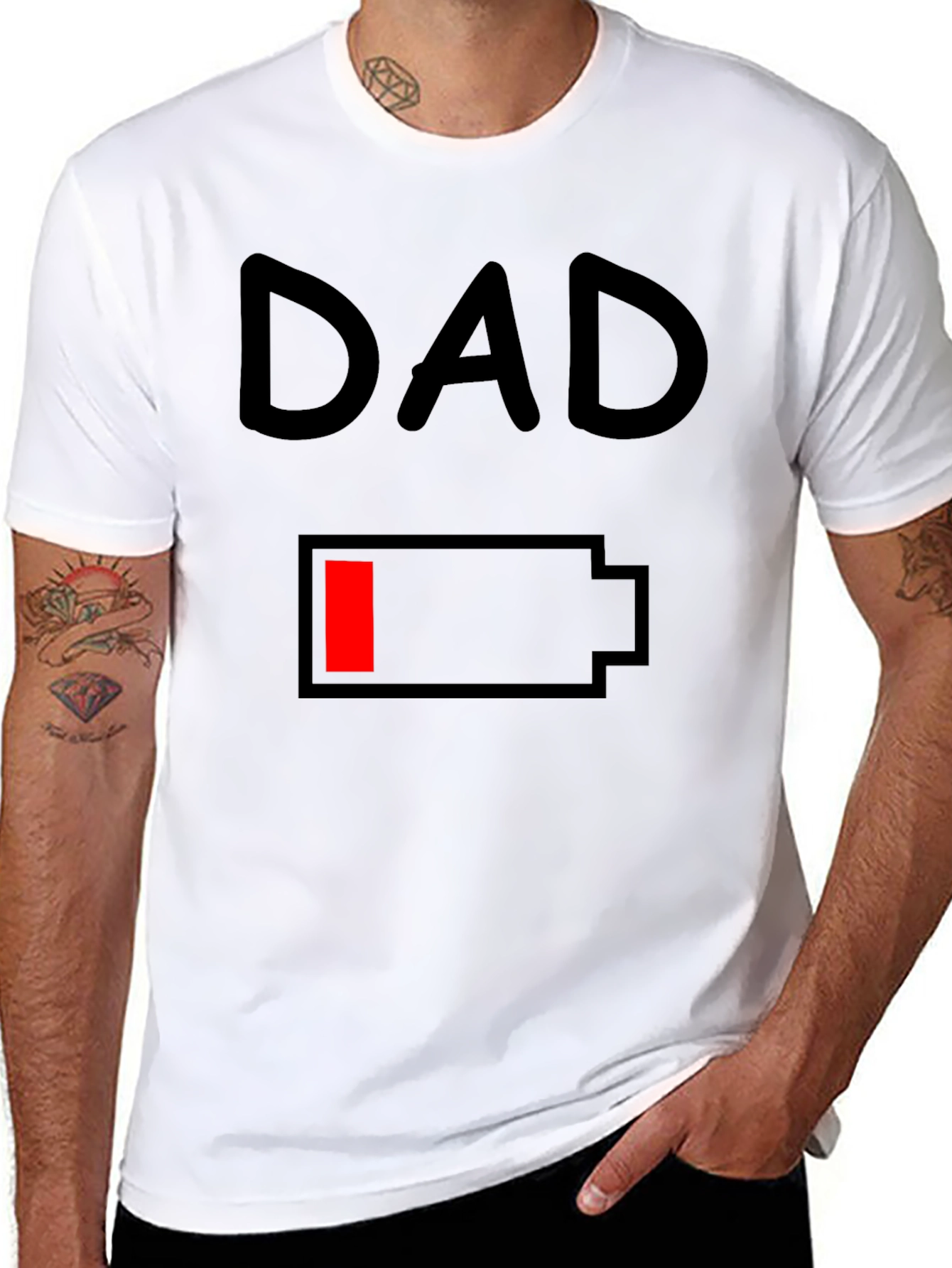 Dad Low Battery Black T-Shirt