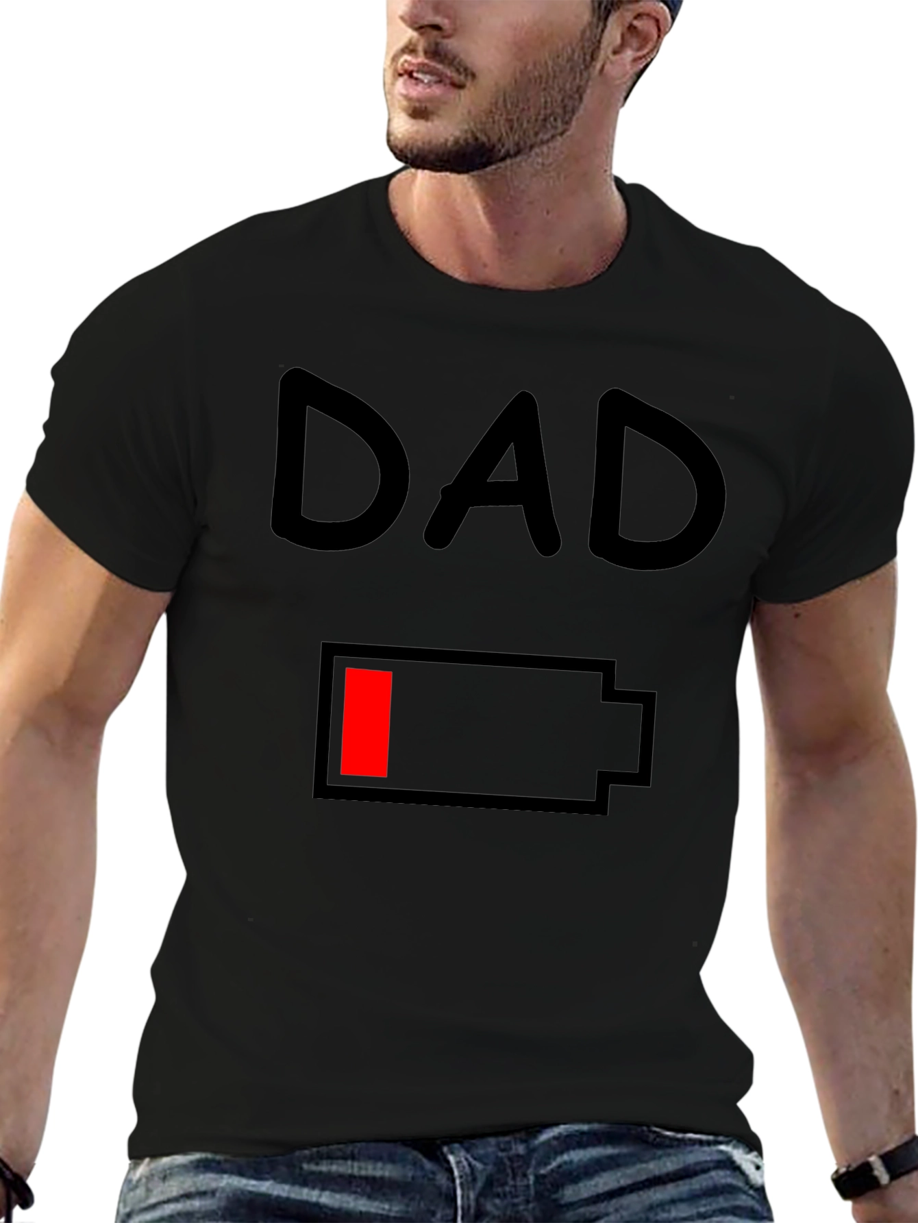 Dad Low Battery Black T-Shirt