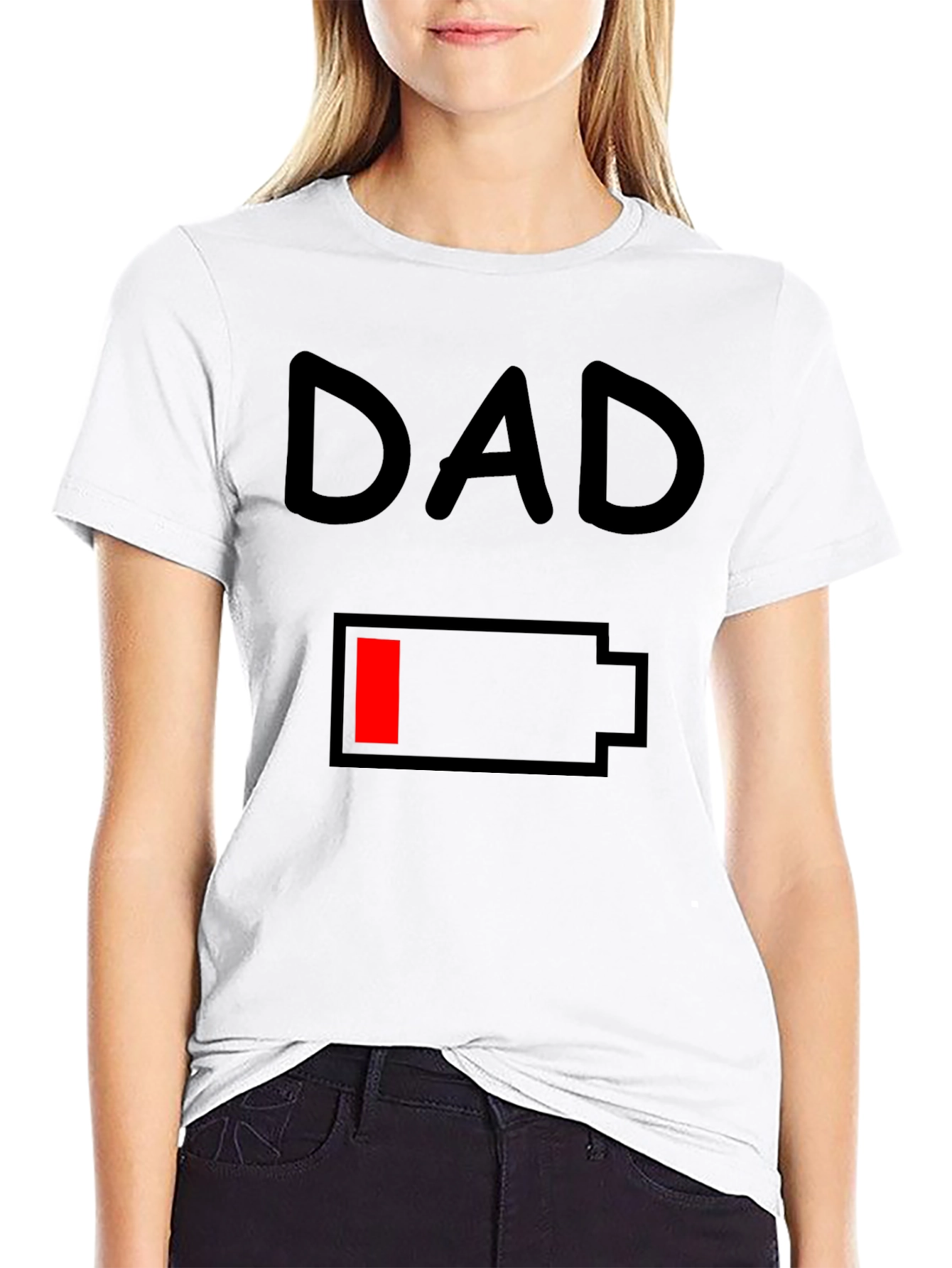 Dad Low Battery Black T-Shirt