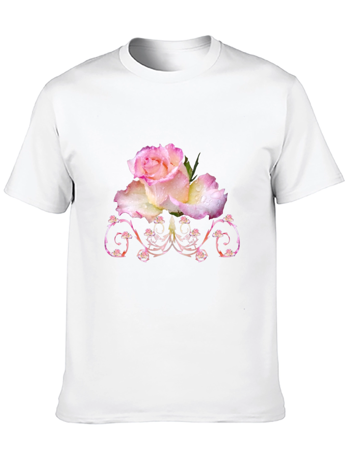 Floral Rose Graphic T-Shirt - Elegant Black Tee
