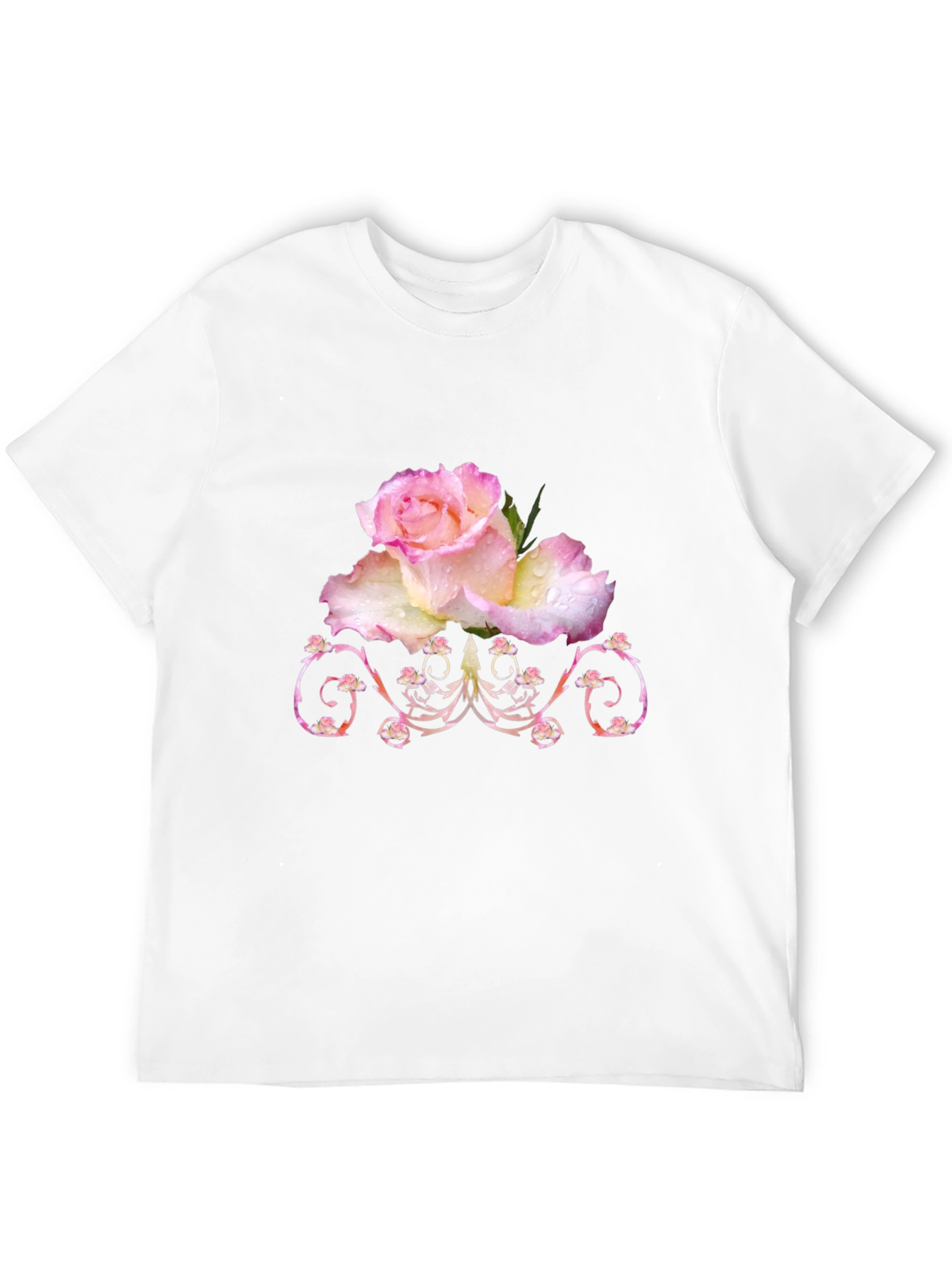 Floral Rose Graphic T-Shirt - Elegant Black Tee