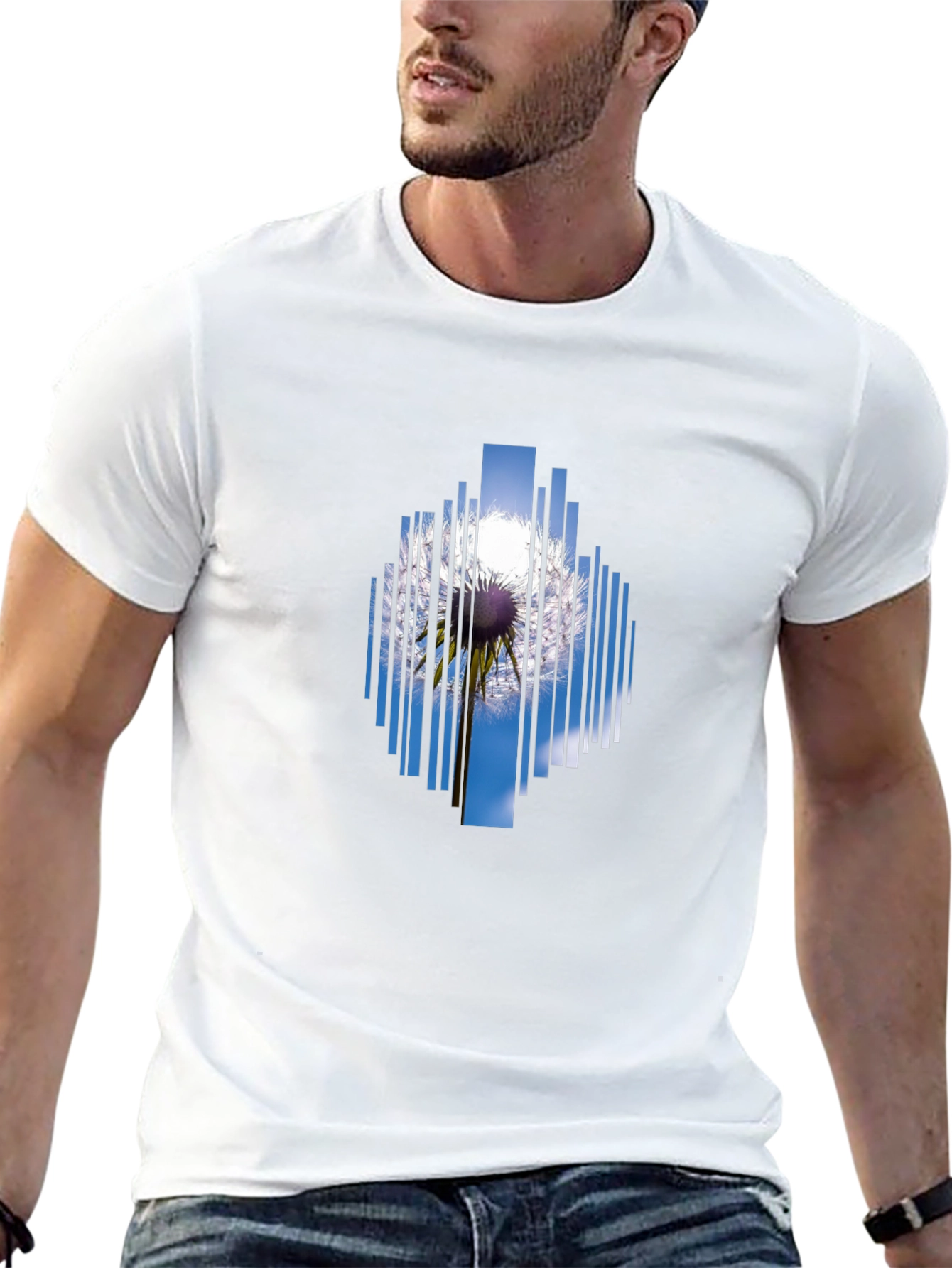 Abstract Dandelion Graphic Tee - Black