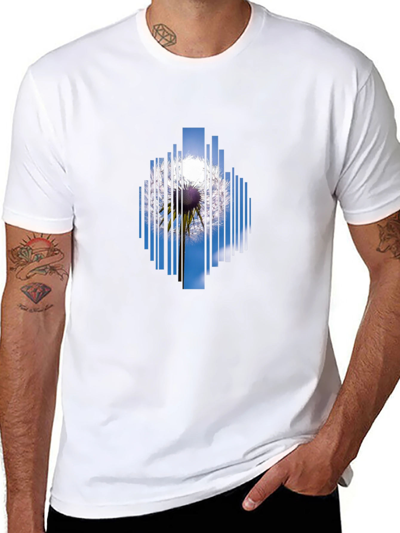 Abstract Dandelion Graphic Tee - Black