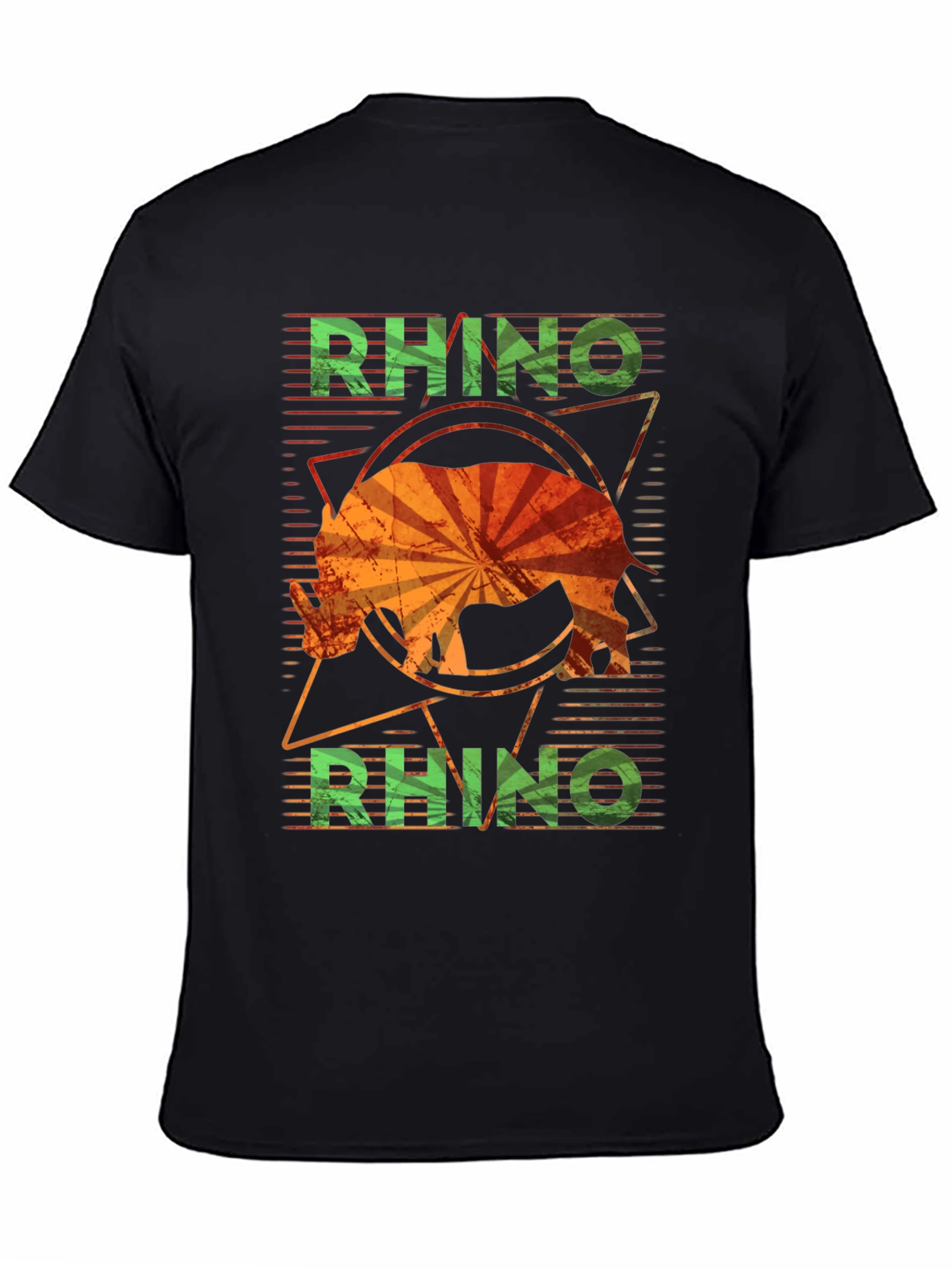 Retro Rhino Graphic T-Shirt - Distressed Design