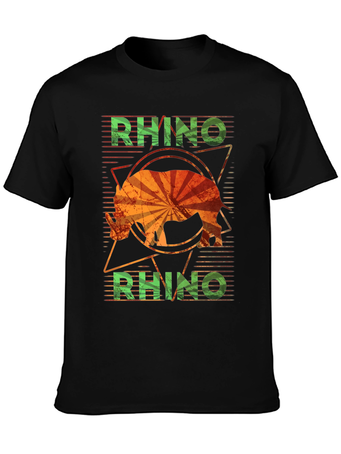 Retro Rhino Graphic T-Shirt - Distressed Design