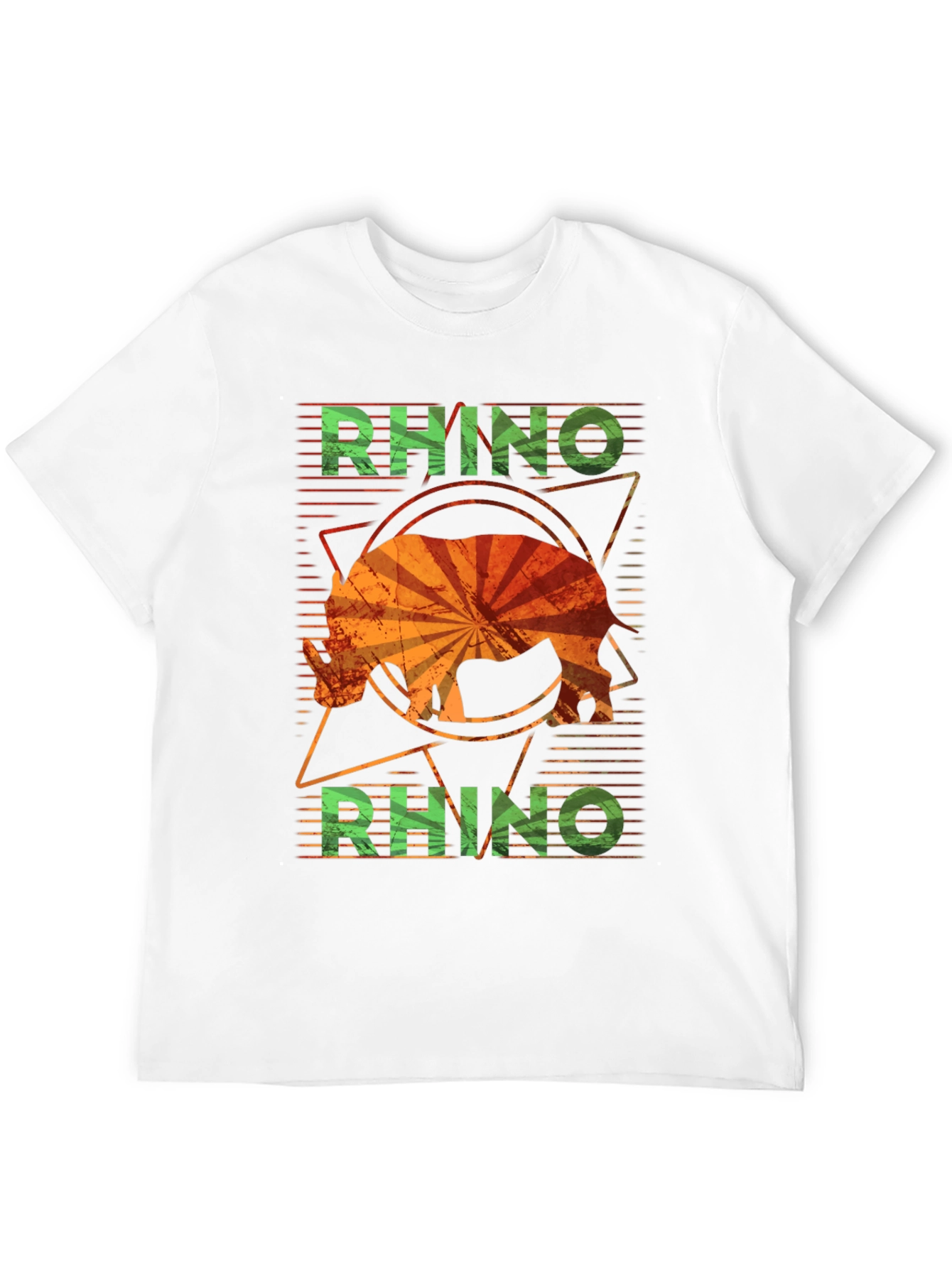 Retro Rhino Graphic T-Shirt - Distressed Design