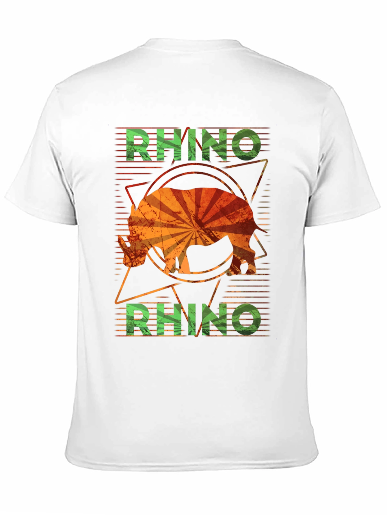Retro Rhino Graphic T-Shirt - Distressed Design