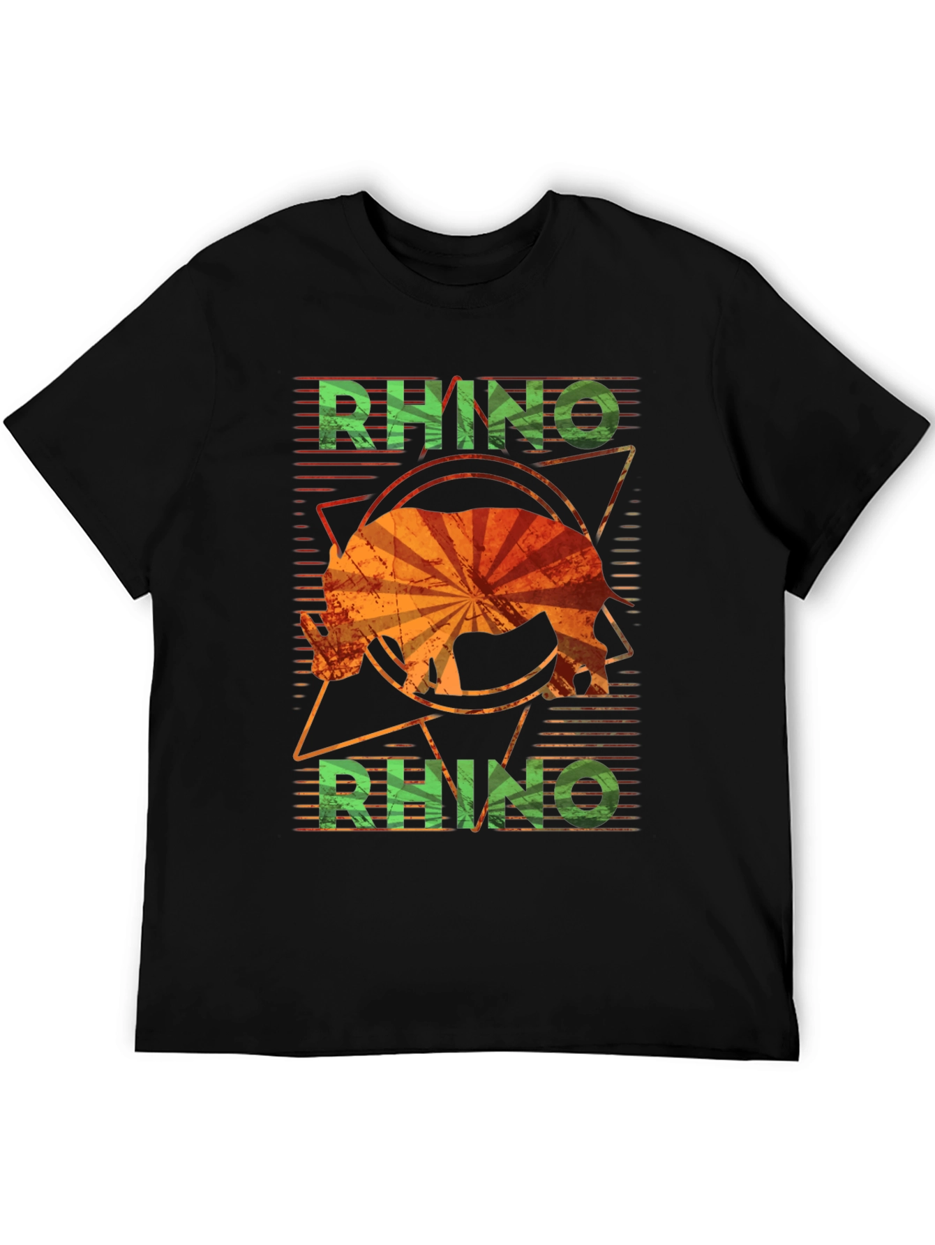 Retro Rhino Graphic T-Shirt - Distressed Design