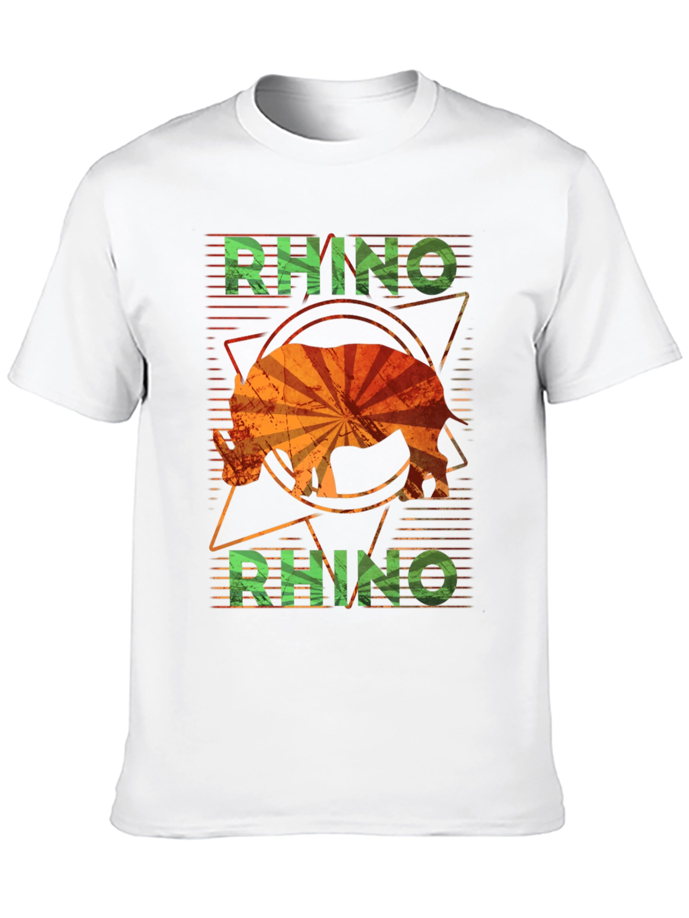 Retro Rhino Graphic T-Shirt - Distressed Design