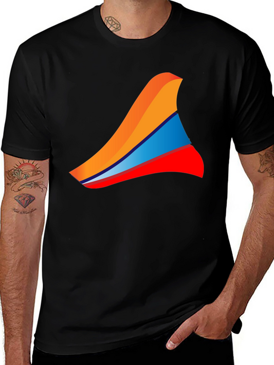 Mens Black T-Shirt with Abstract Wave Design