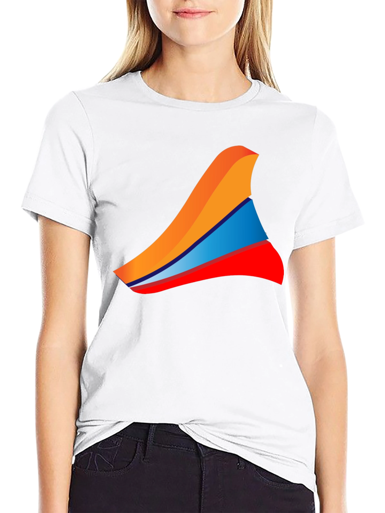 Mens Black T-Shirt with Abstract Wave Design