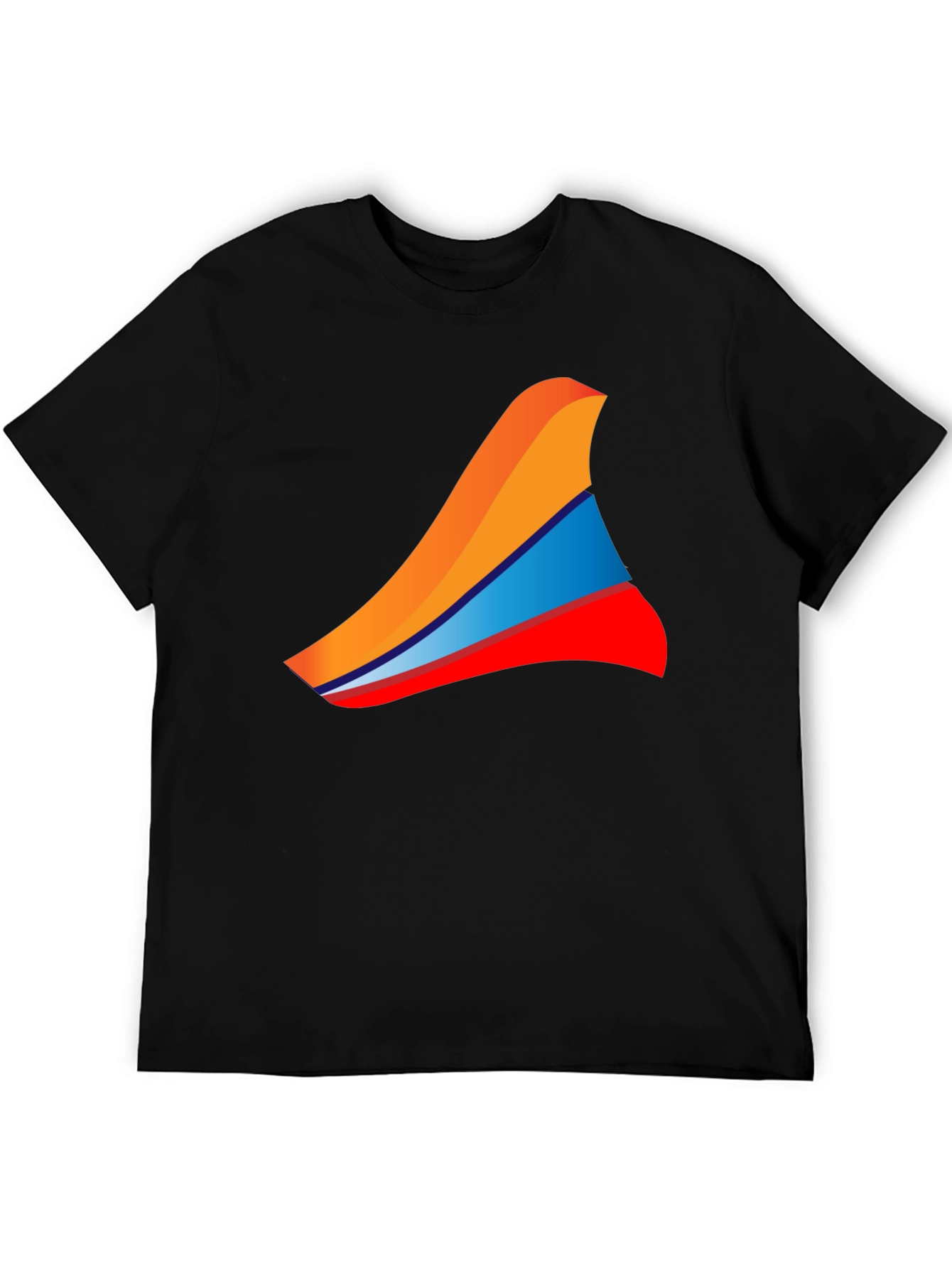 Mens Black T-Shirt with Abstract Wave Design