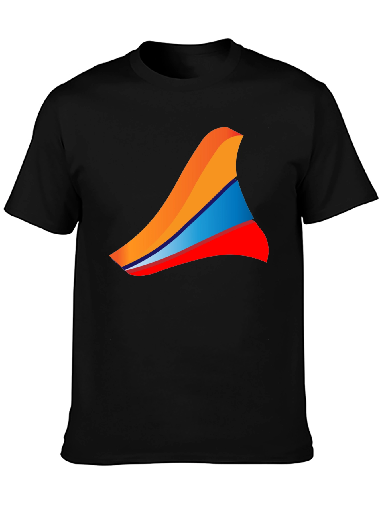 Mens Black T-Shirt with Abstract Wave Design