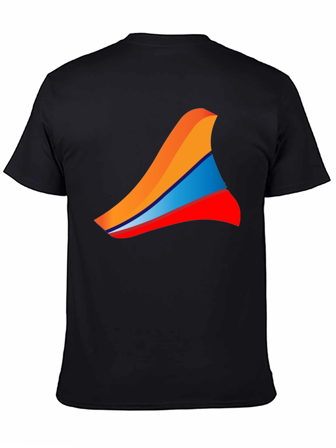 Mens Black T-Shirt with Abstract Wave Design