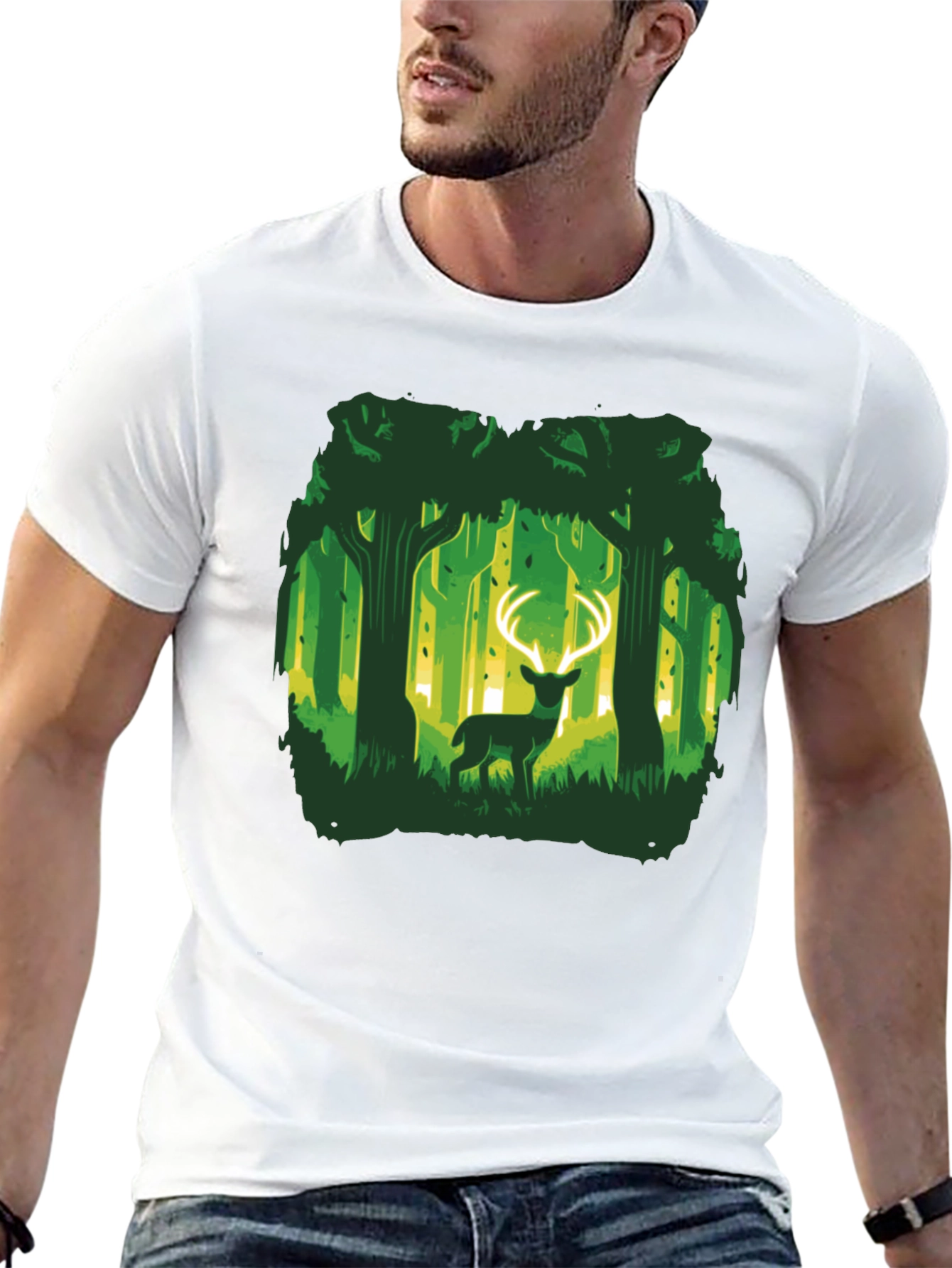 Forest Deer Graphic Tee - Unique Nature Design