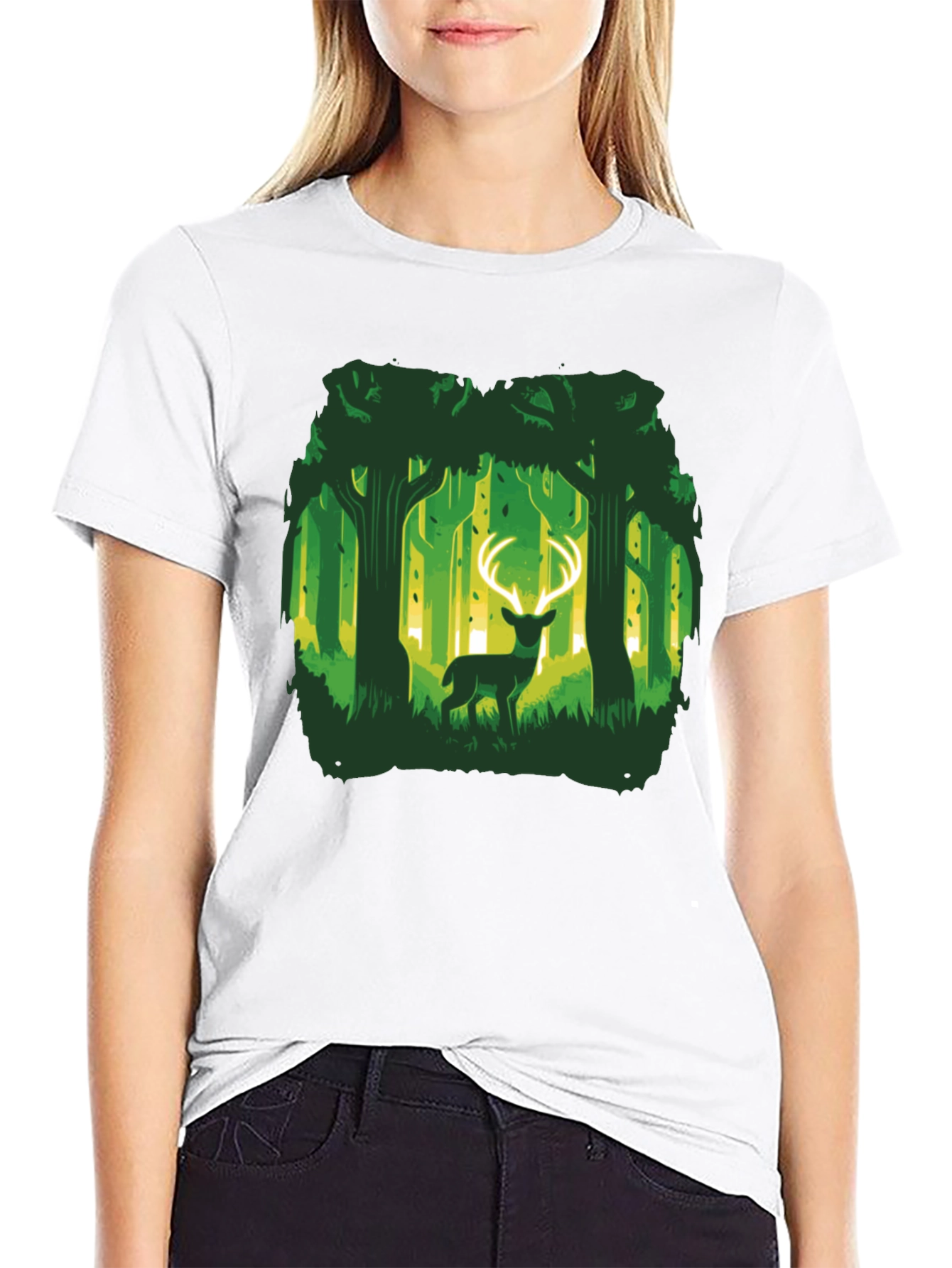 Forest Deer Graphic Tee - Unique Nature Design