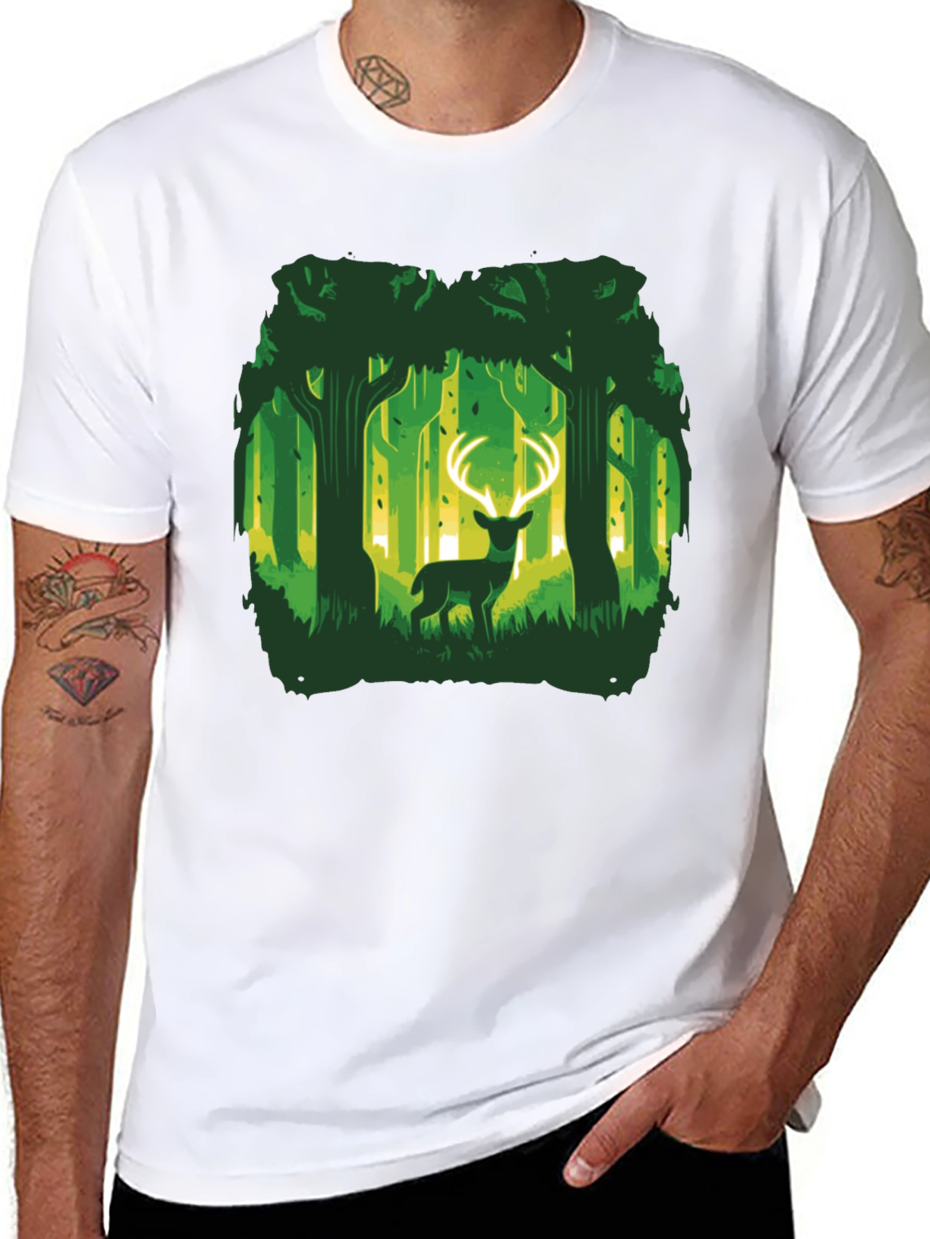 Forest Deer Graphic Tee - Unique Nature Design