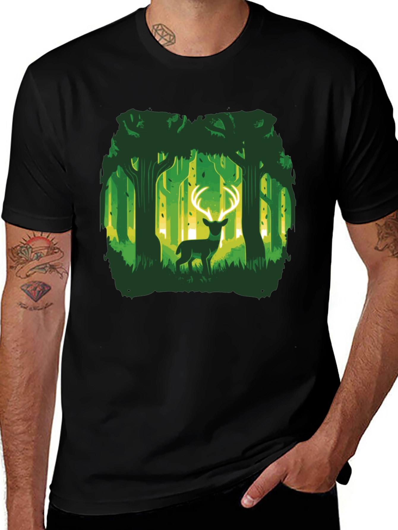 Forest Deer Graphic Tee - Unique Nature Design
