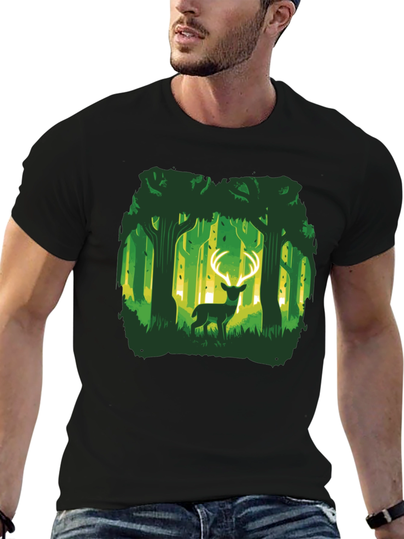 Forest Deer Graphic Tee - Unique Nature Design
