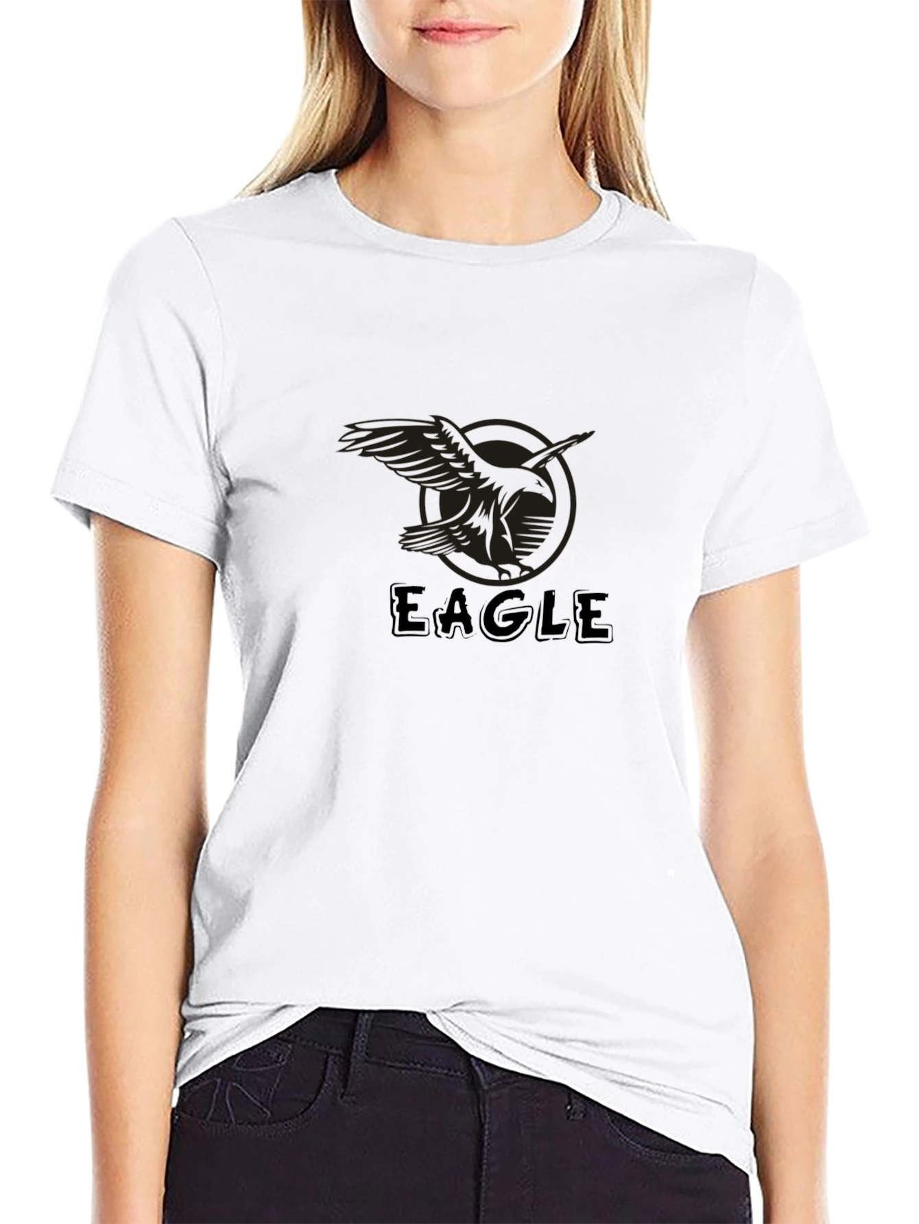Eagle Graphic Print Mens T-Shirt - Black