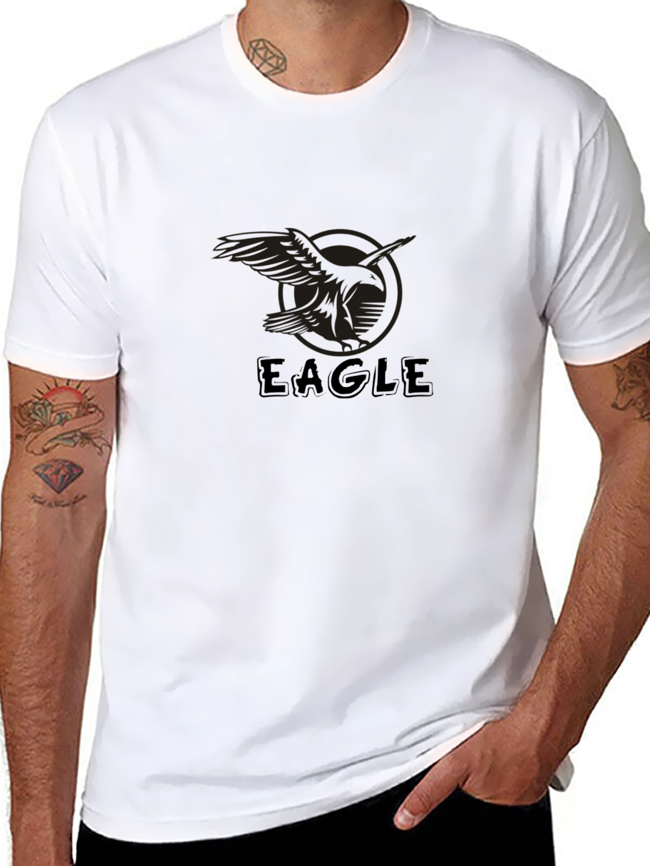 Eagle Graphic Print Mens T-Shirt - Black