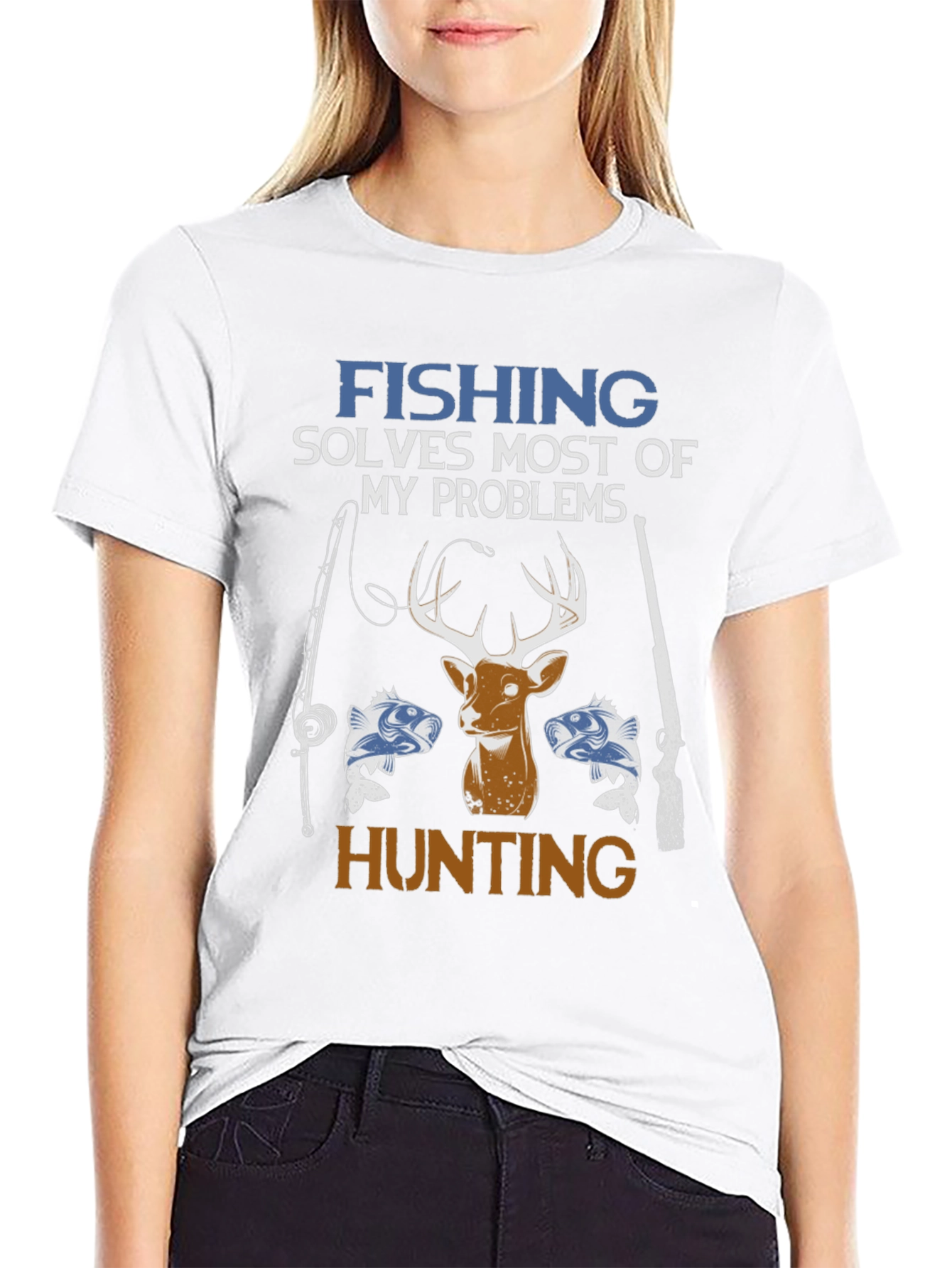 Fishing & Hunting Graphic Tee - Mens Black T-Shirt