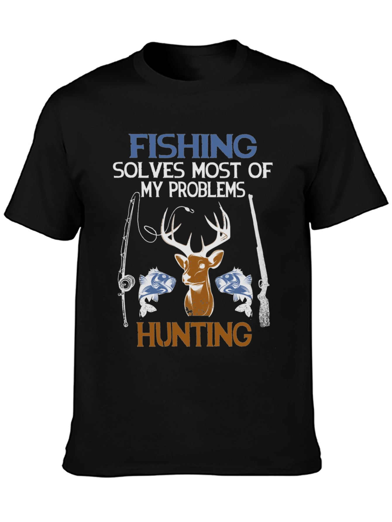 Fishing & Hunting Graphic Tee - Mens Black T-Shirt