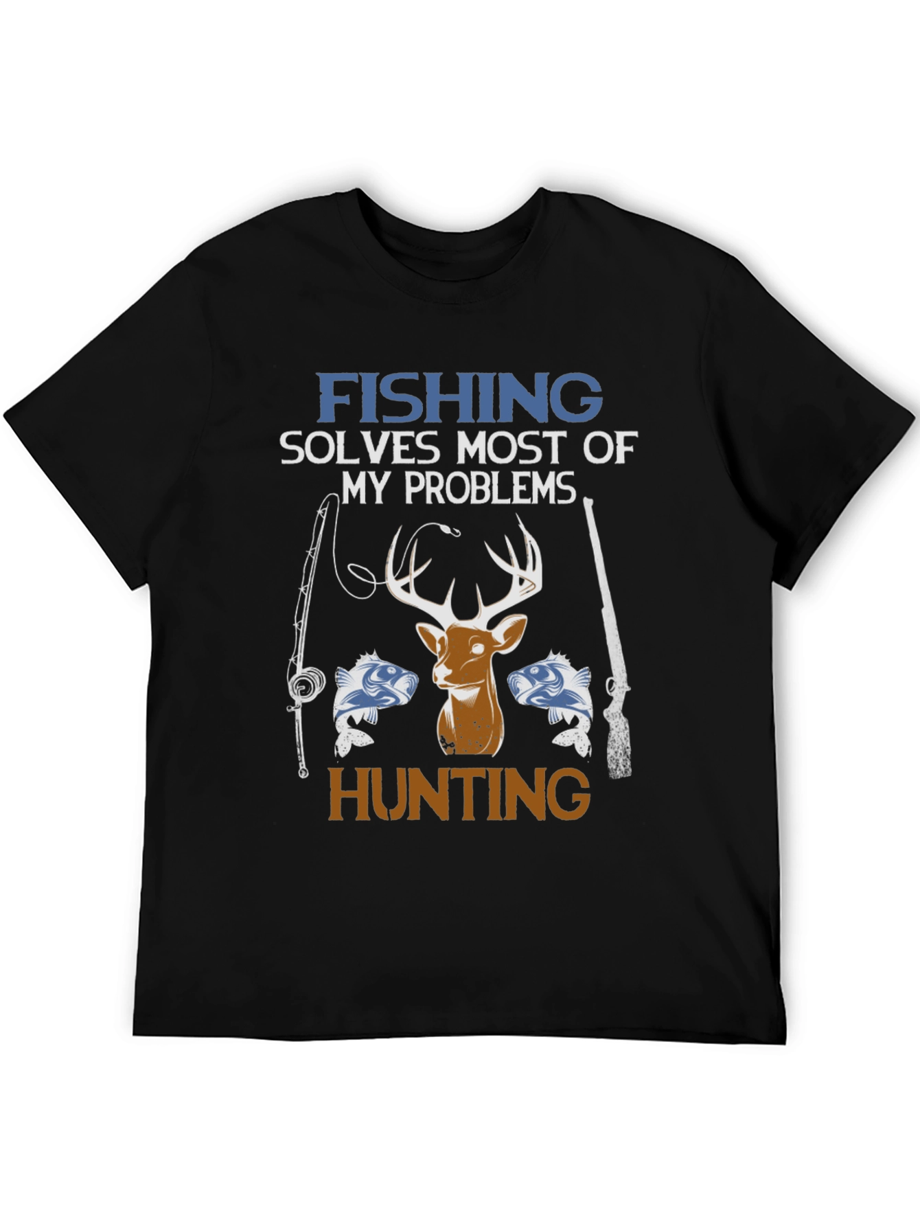 Fishing & Hunting Graphic Tee - Mens Black T-Shirt