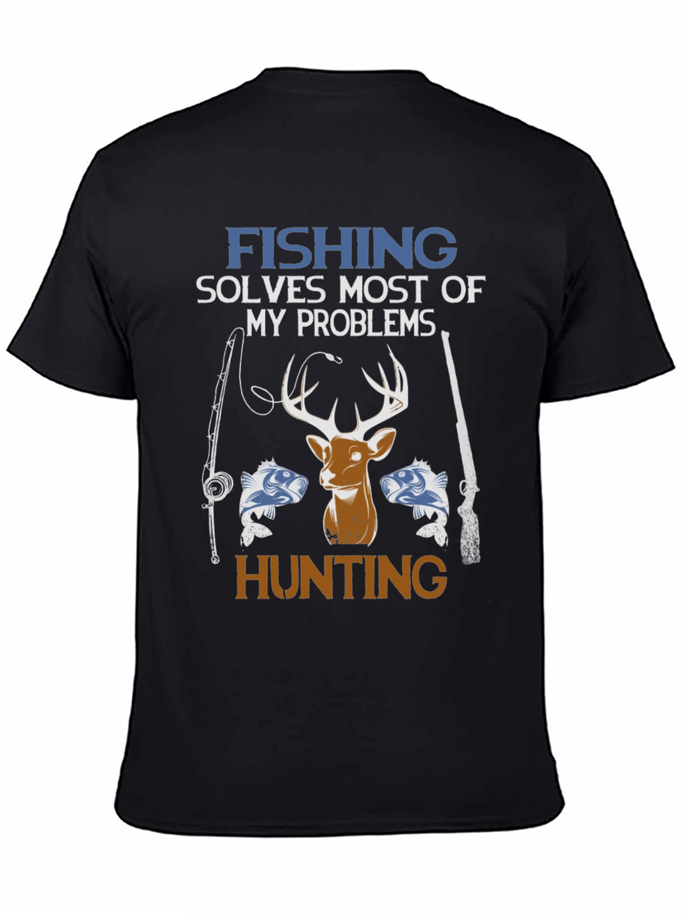 Fishing & Hunting Graphic Tee - Mens Black T-Shirt