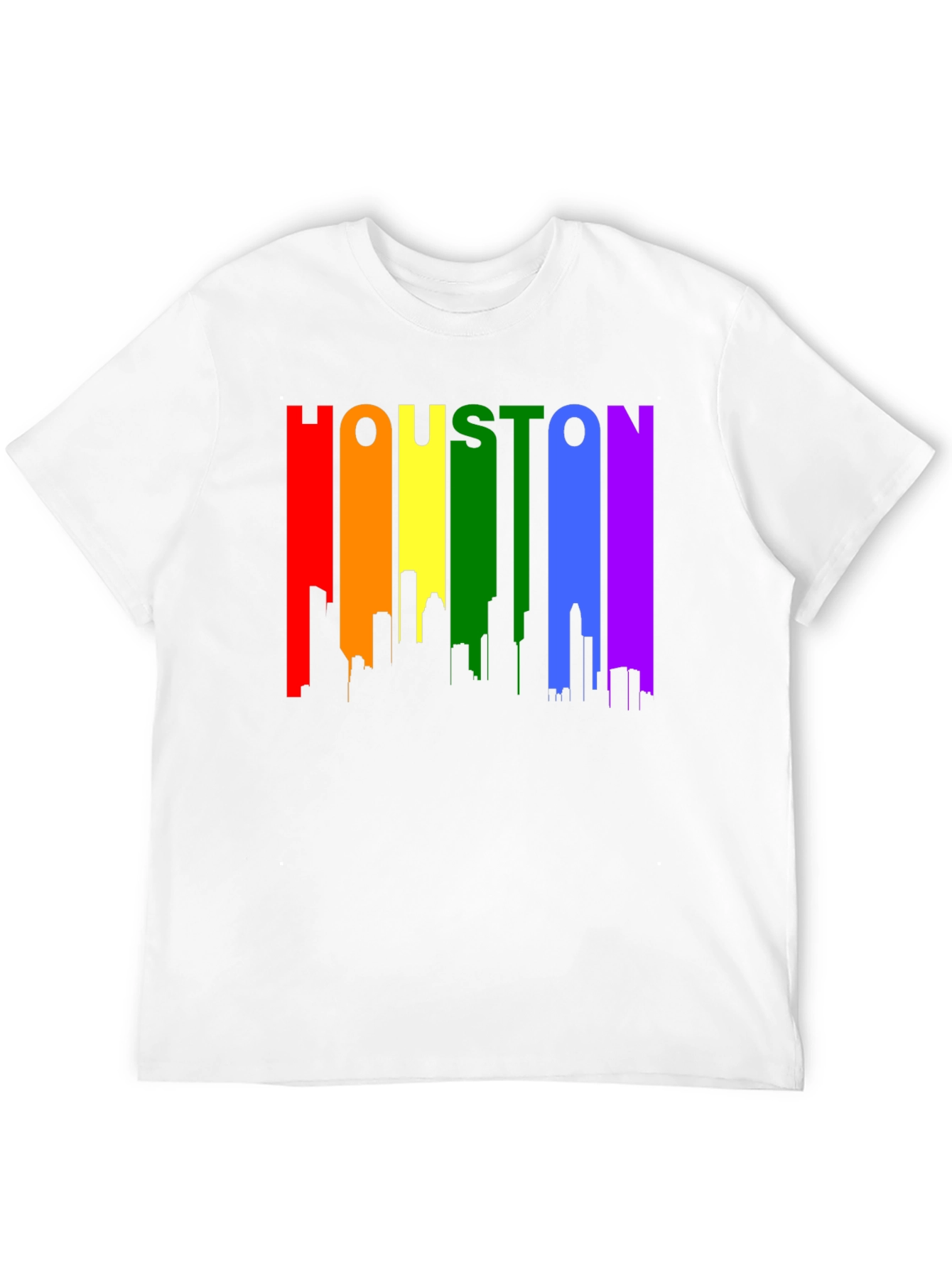 Houston Pride T-Shirt - Rainbow Skyline Design
