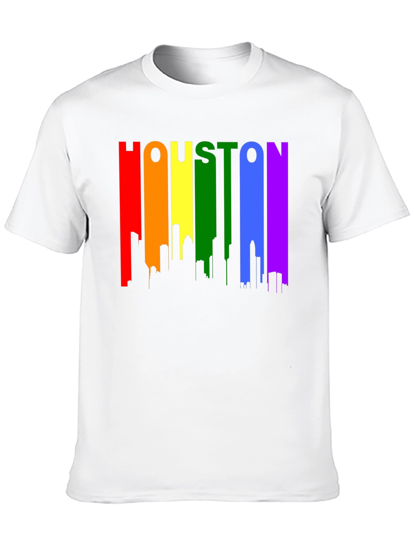 Houston Pride T-Shirt - Rainbow Skyline Design