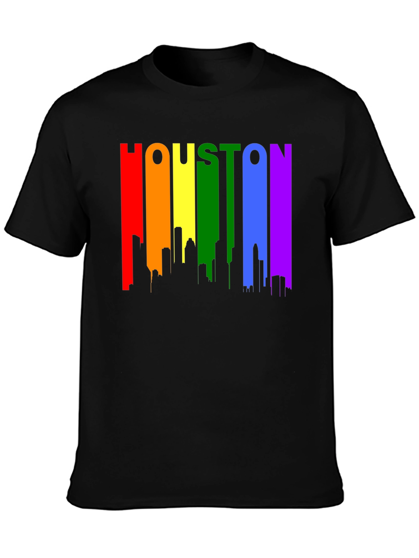 Houston Pride T-Shirt - Rainbow Skyline Design