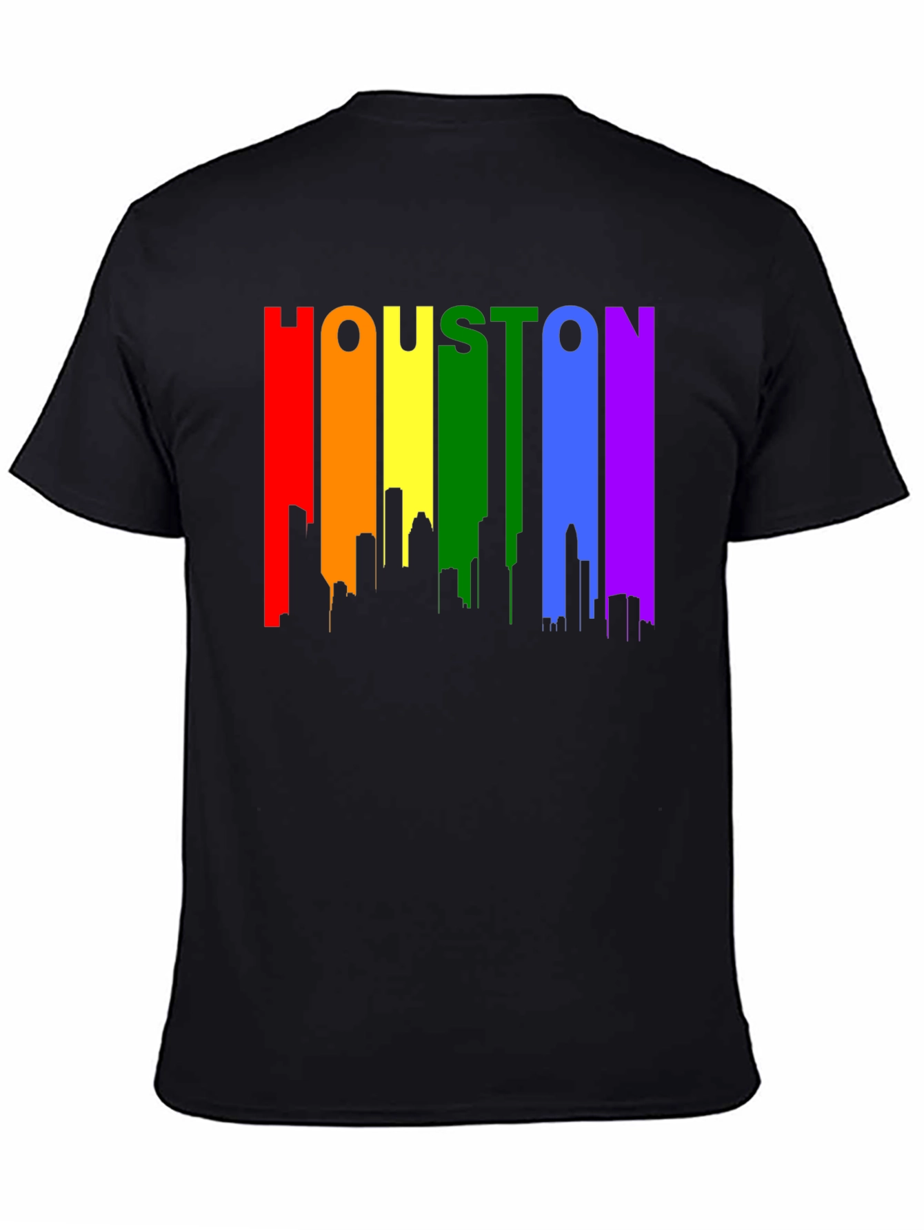 Houston Pride T-Shirt - Rainbow Skyline Design