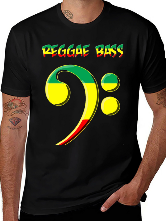Reggae Bass Clef T-Shirt - Rasta Colors Music Tee
