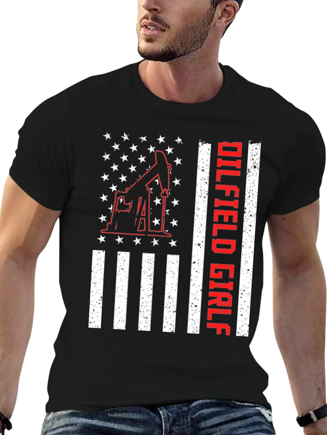 Oilfield Girl T-Shirt - American Flag Design
