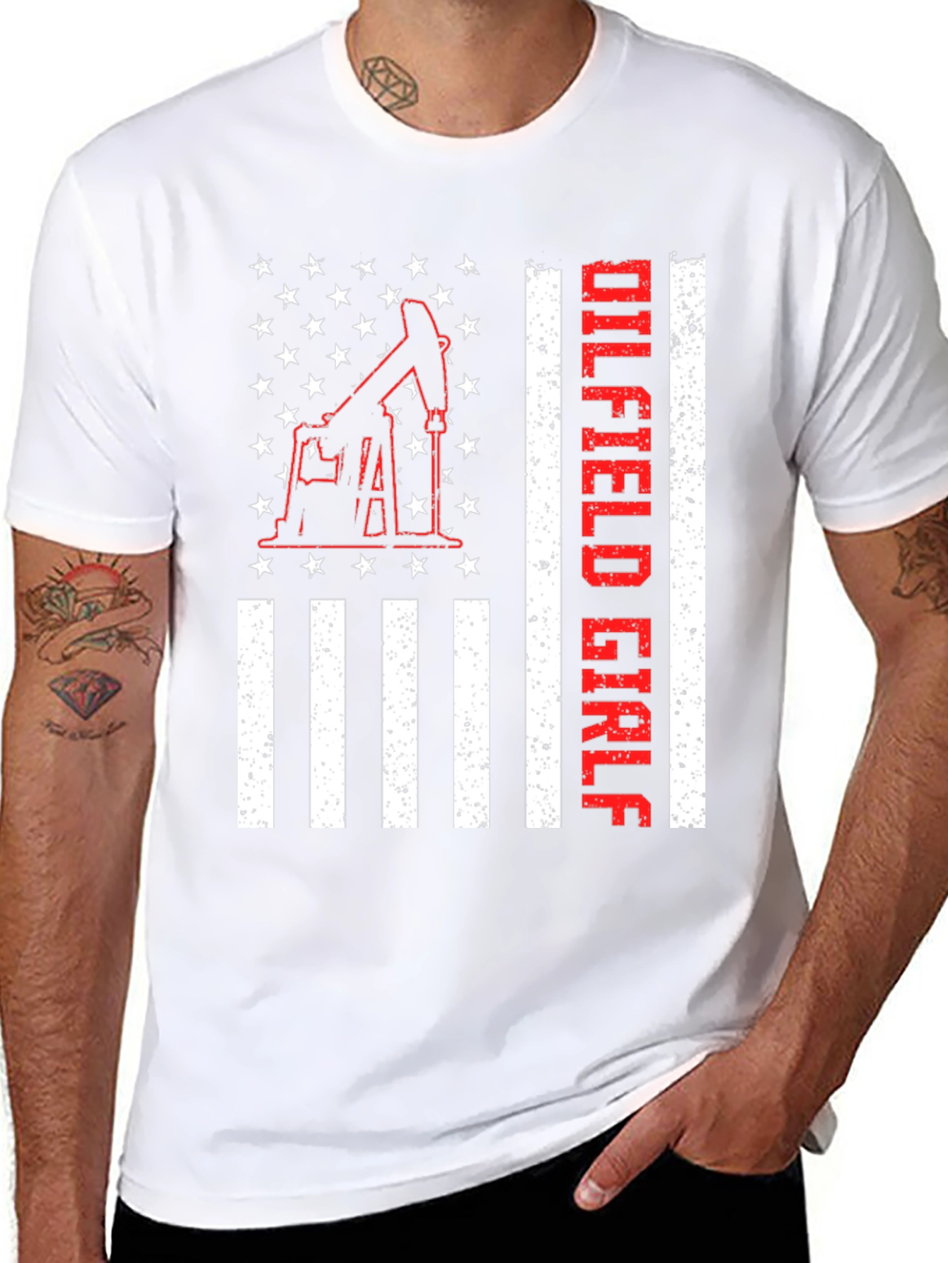 Oilfield Girl T-Shirt - American Flag Design