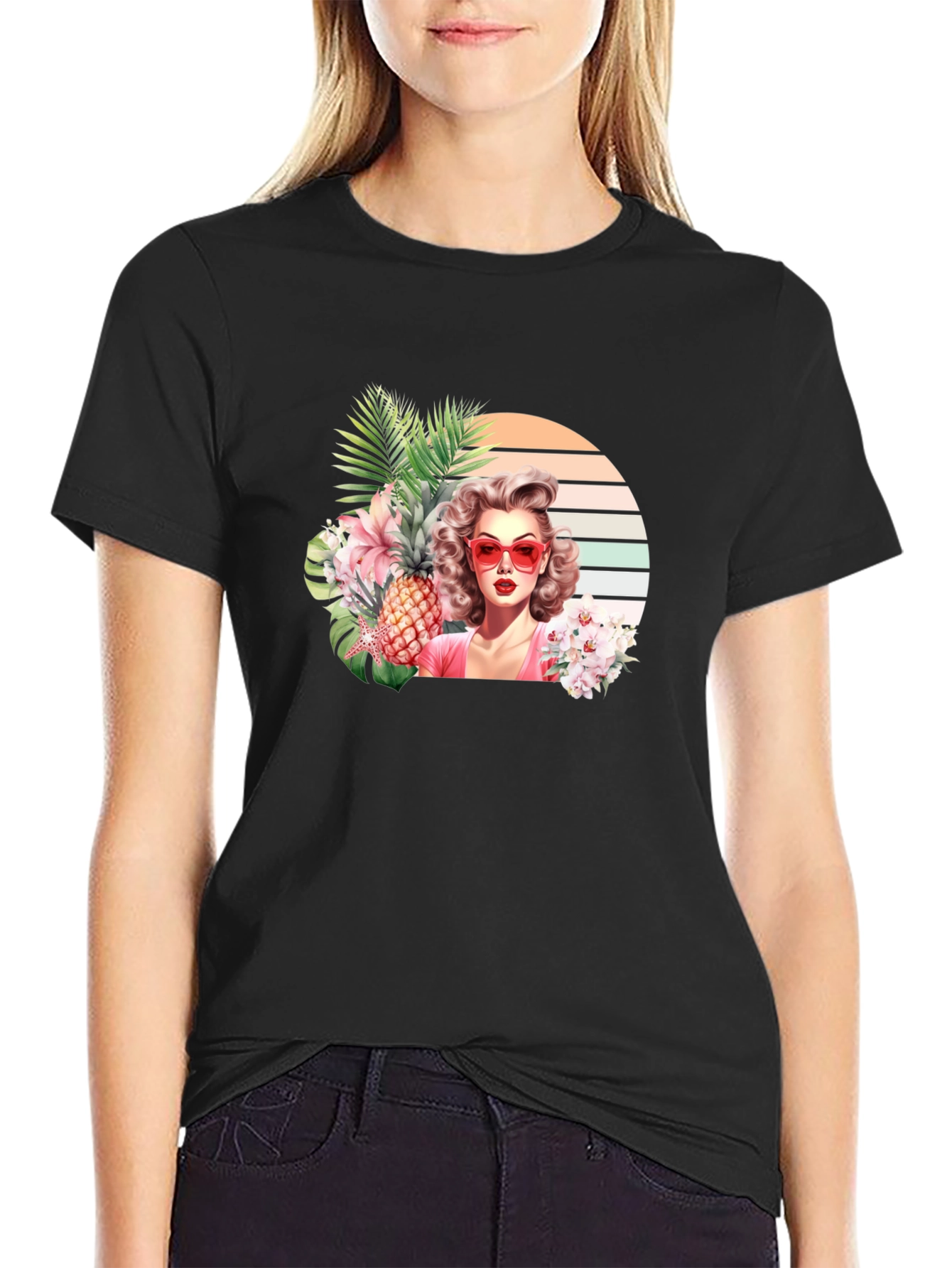 Tropical Retro Woman Graphic T-Shirt