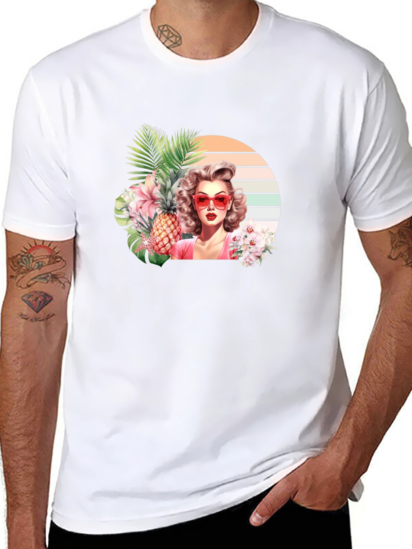 Tropical Retro Woman Graphic T-Shirt