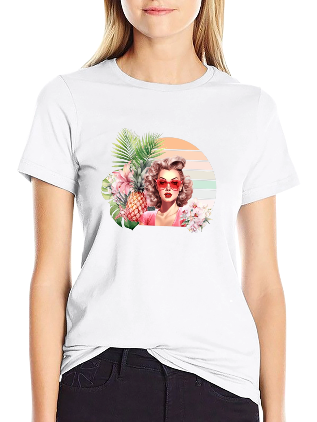 Tropical Retro Woman Graphic T-Shirt