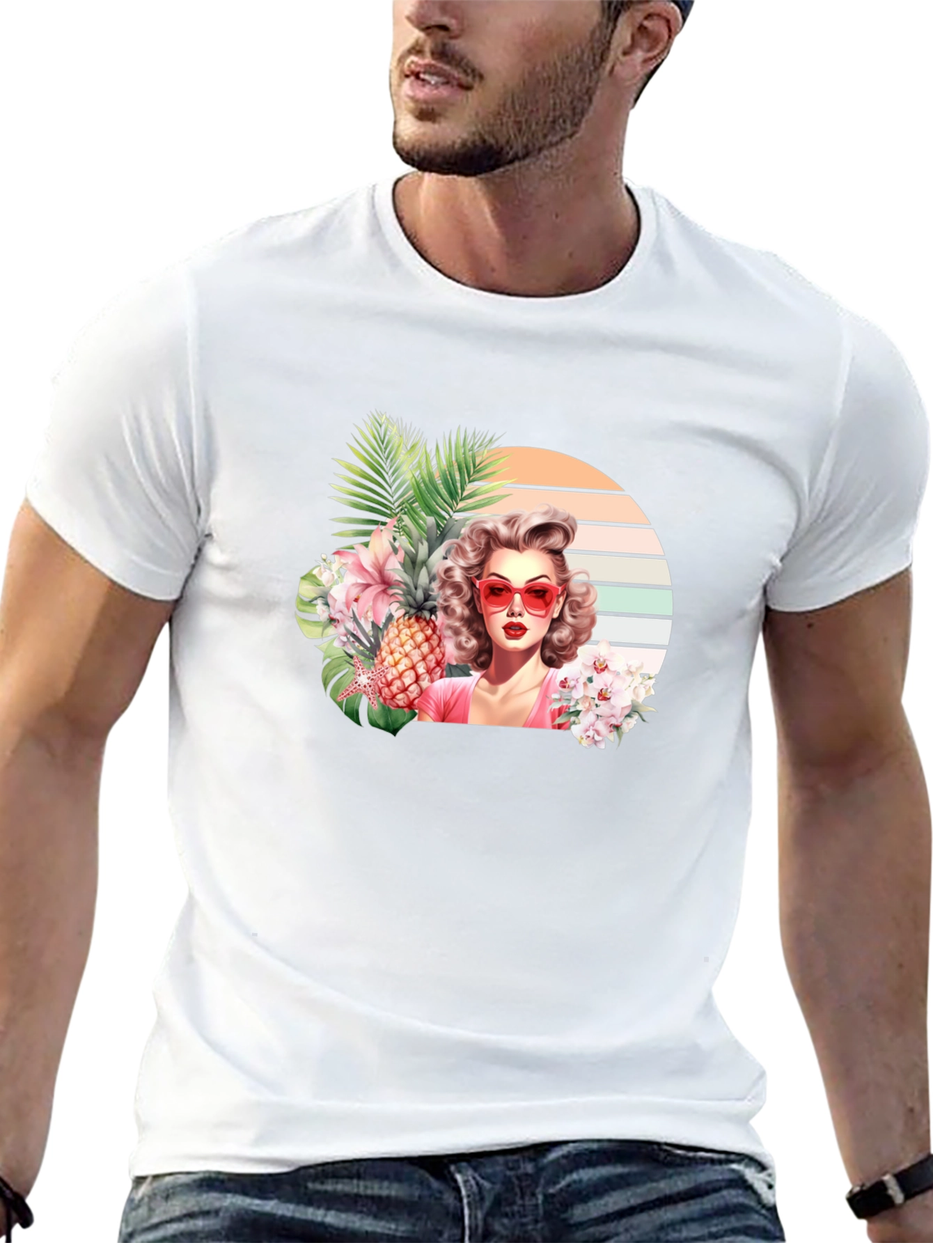 Tropical Retro Woman Graphic T-Shirt