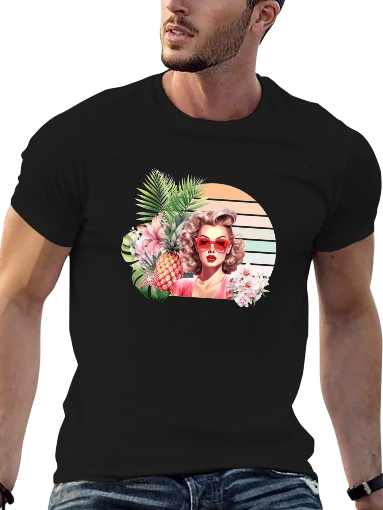 Tropical Retro Woman Graphic T-Shirt