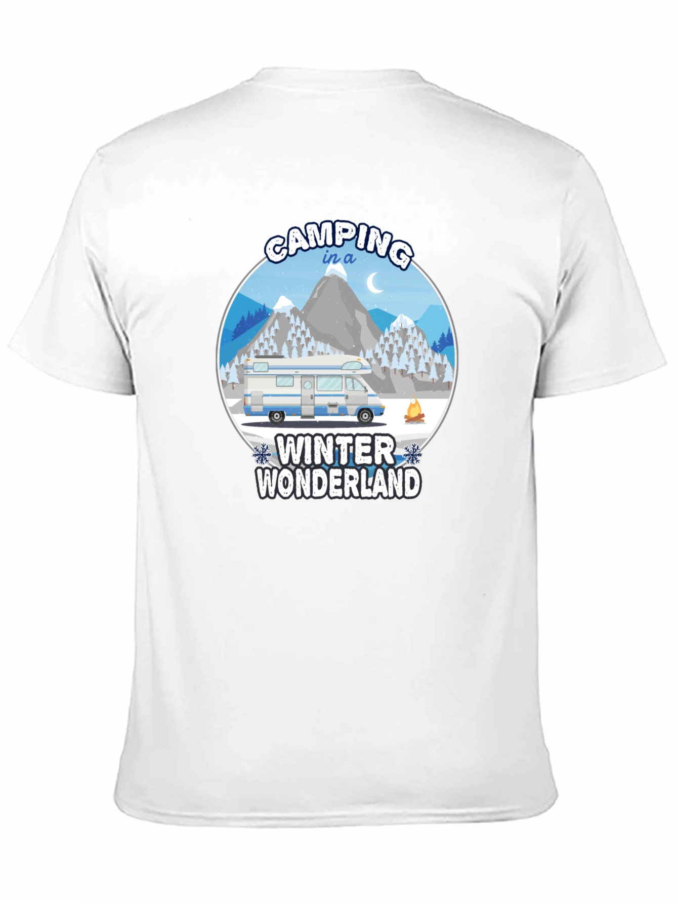 Camping Winter Wonderland Black T-Shirt