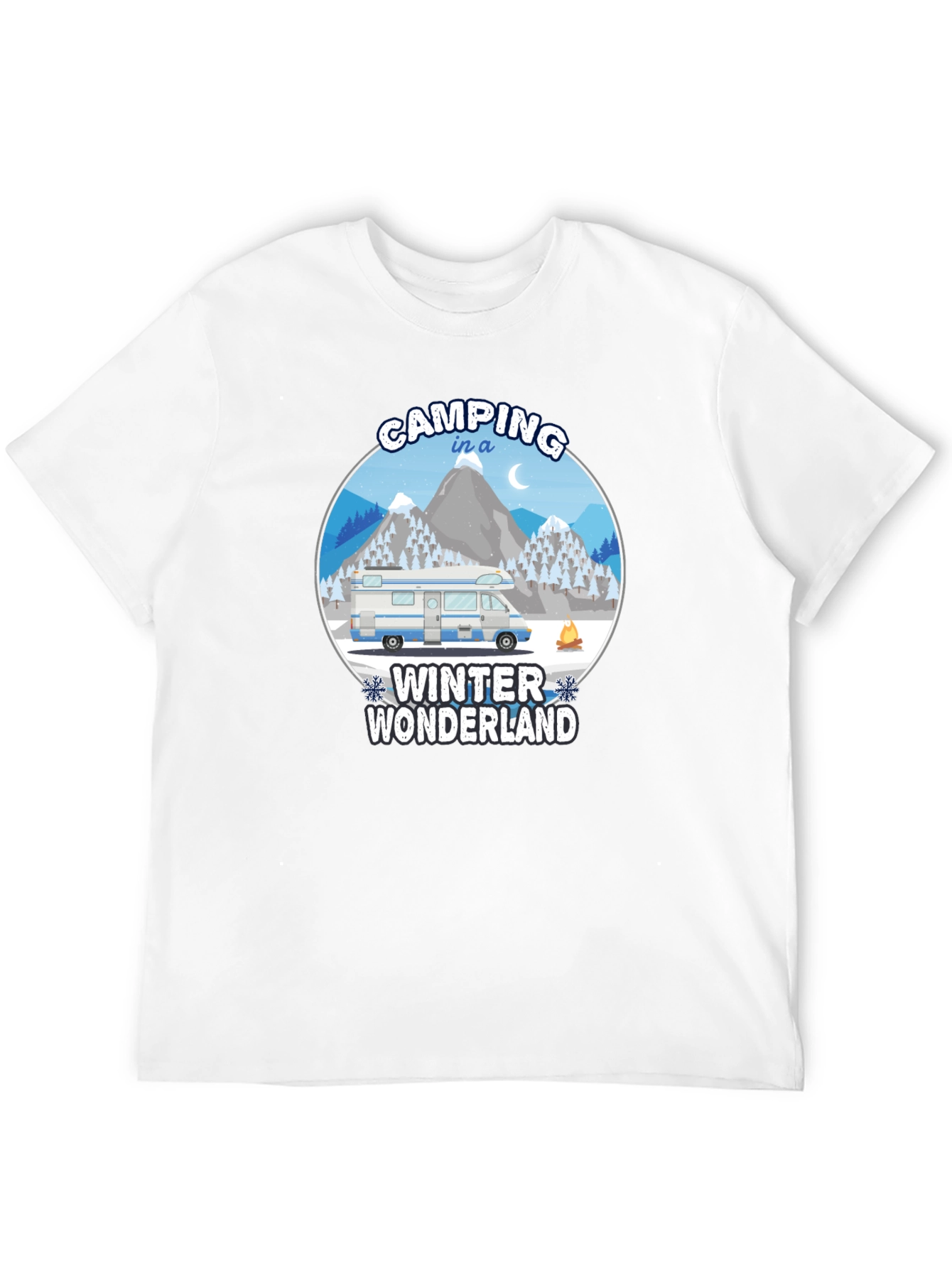 Camping Winter Wonderland Black T-Shirt