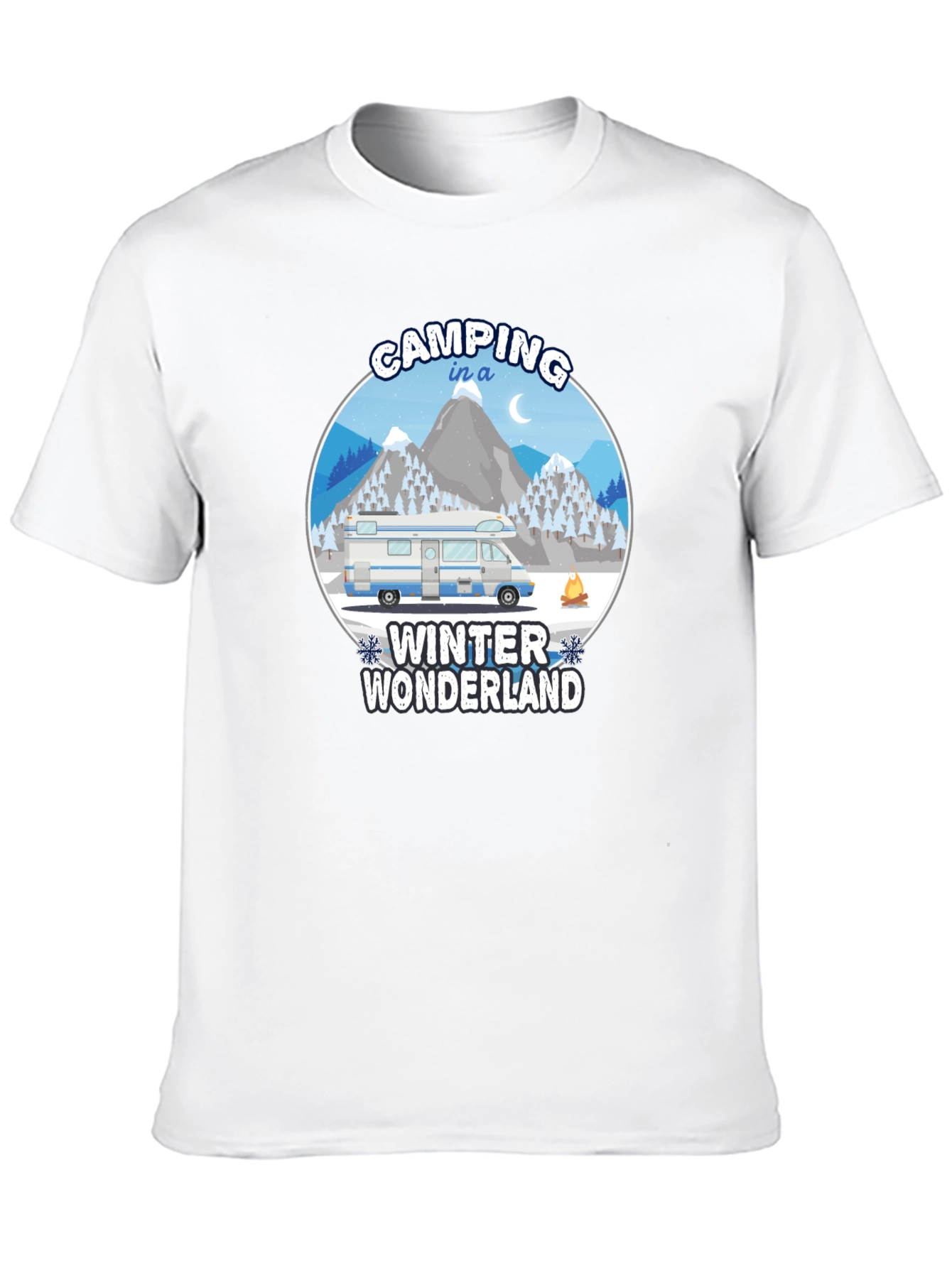 Camping Winter Wonderland Black T-Shirt