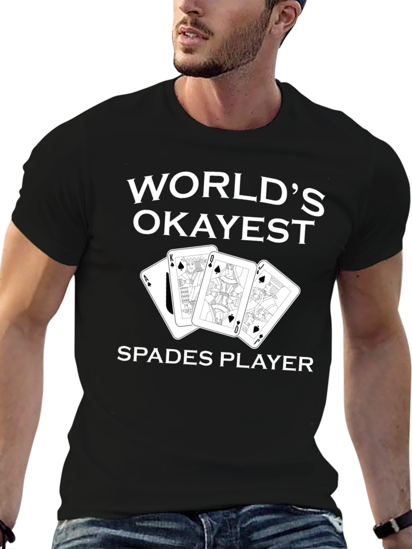 Worlds Okayest Spades Player Black Graphic Tee