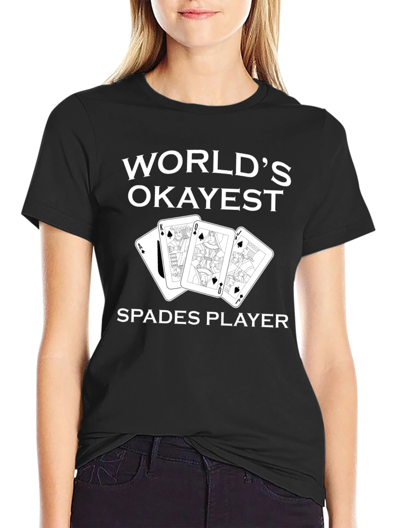 Worlds Okayest Spades Player Black Graphic Tee